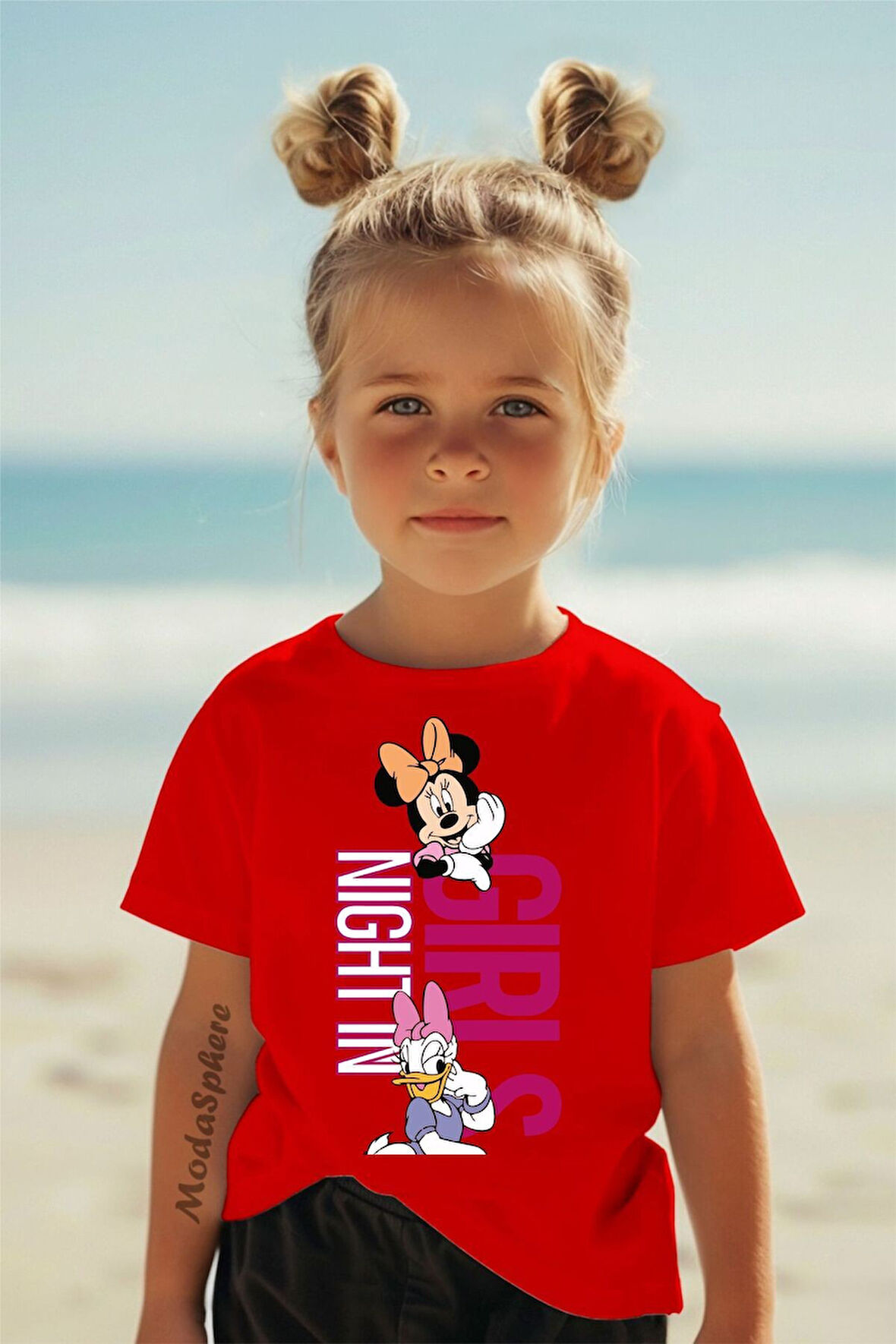 GIRL BASKILI BİSİKLET YAKA KISA KOLLU ÇOCUK TİŞÖRT