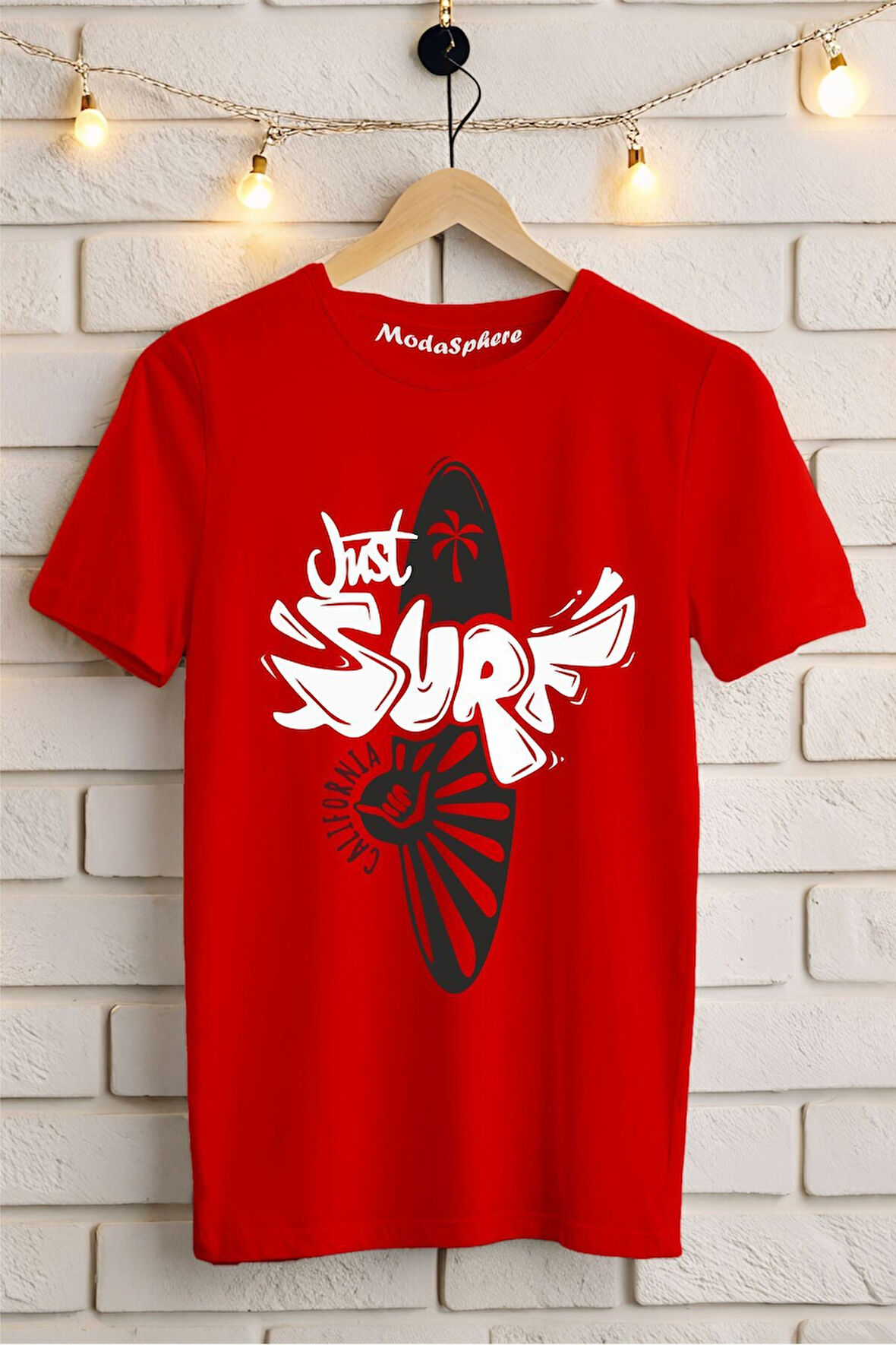 JUST SURF Baskılı Unisex Oversize Tişört