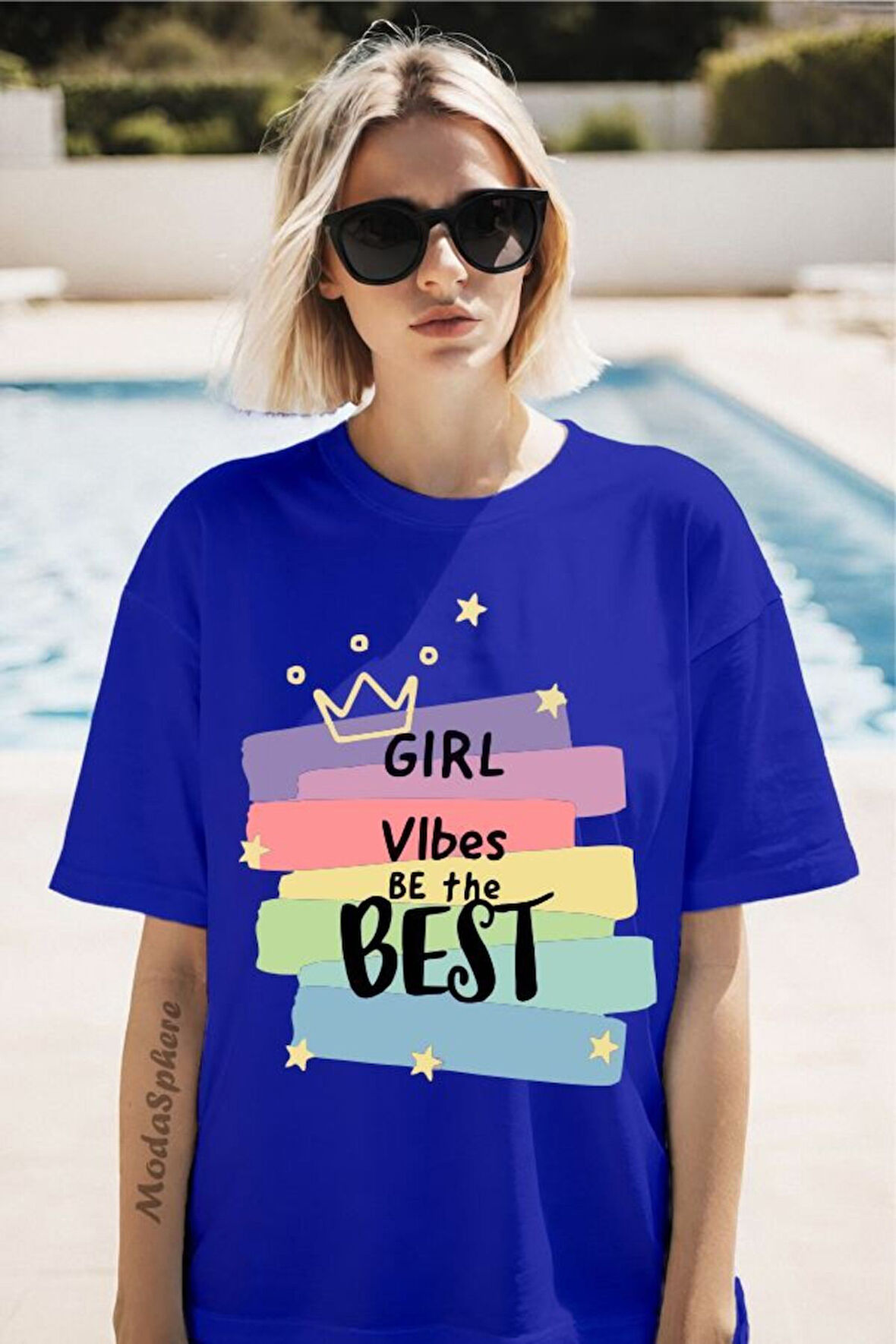 Girl Vibes Baskılı Unisex Oversize Tişört