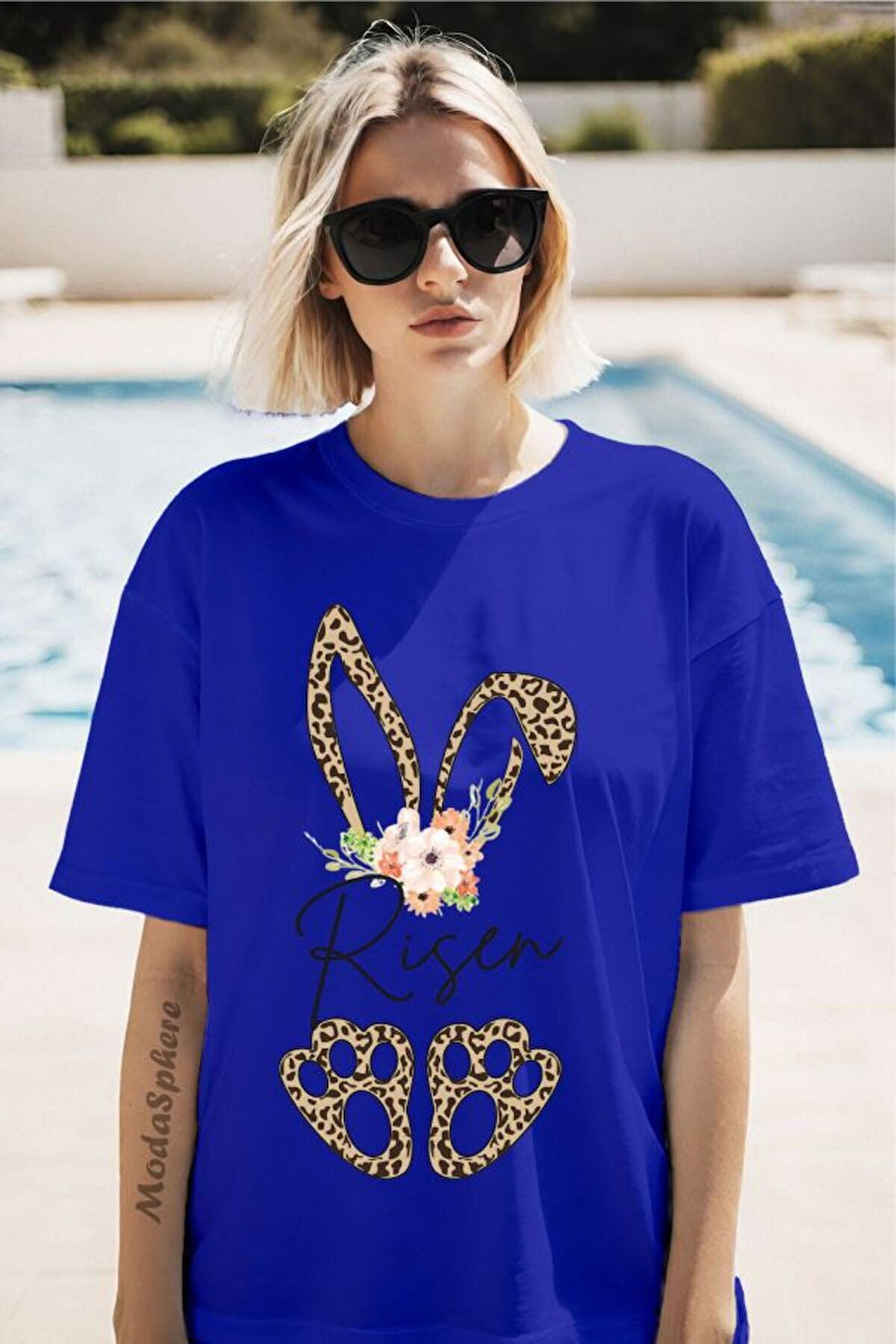 Risen Tavşan Baskılı Unisex Oversize Tişört