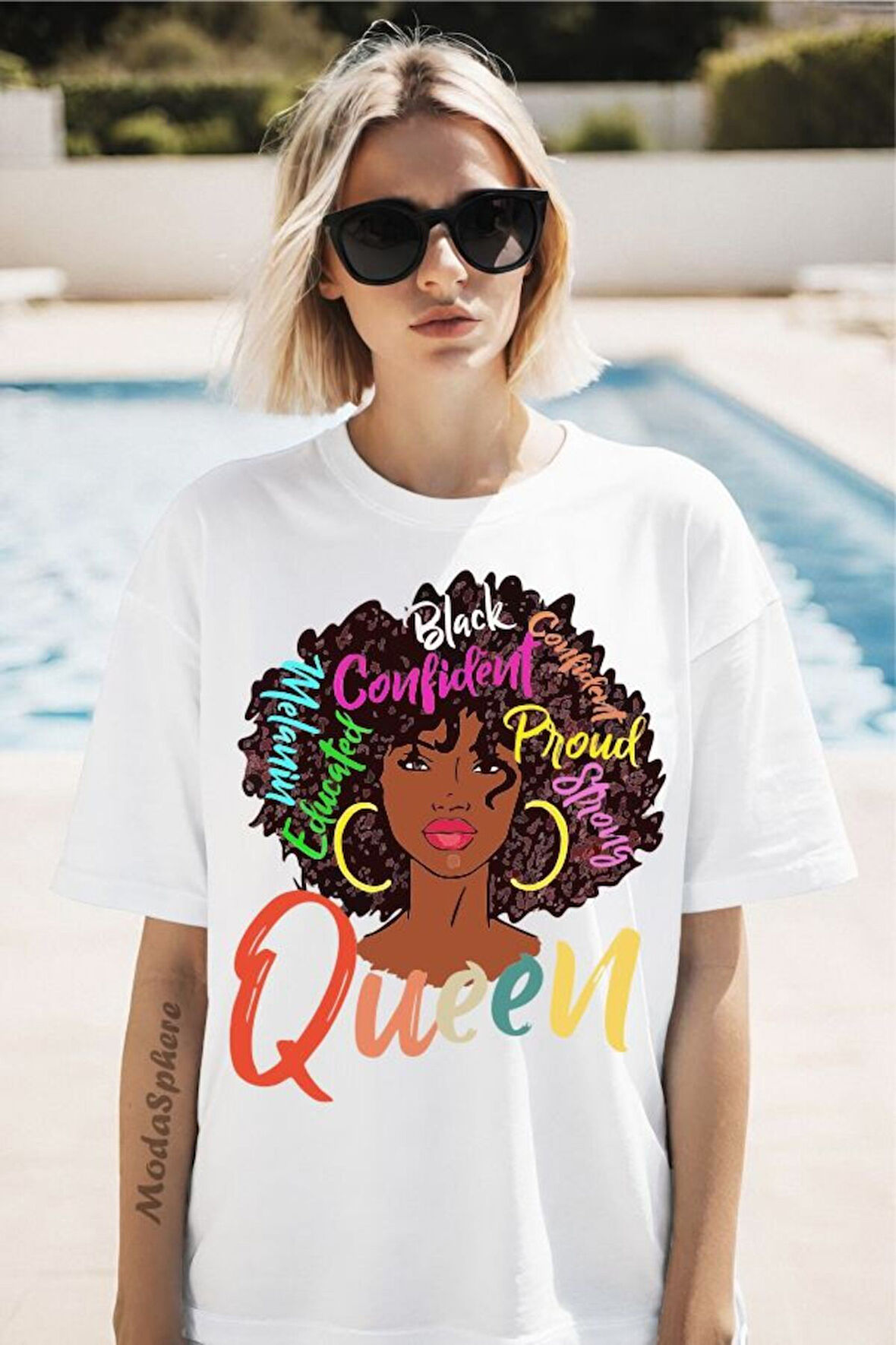 Queen Baskılı Unisex Oversize Tişört