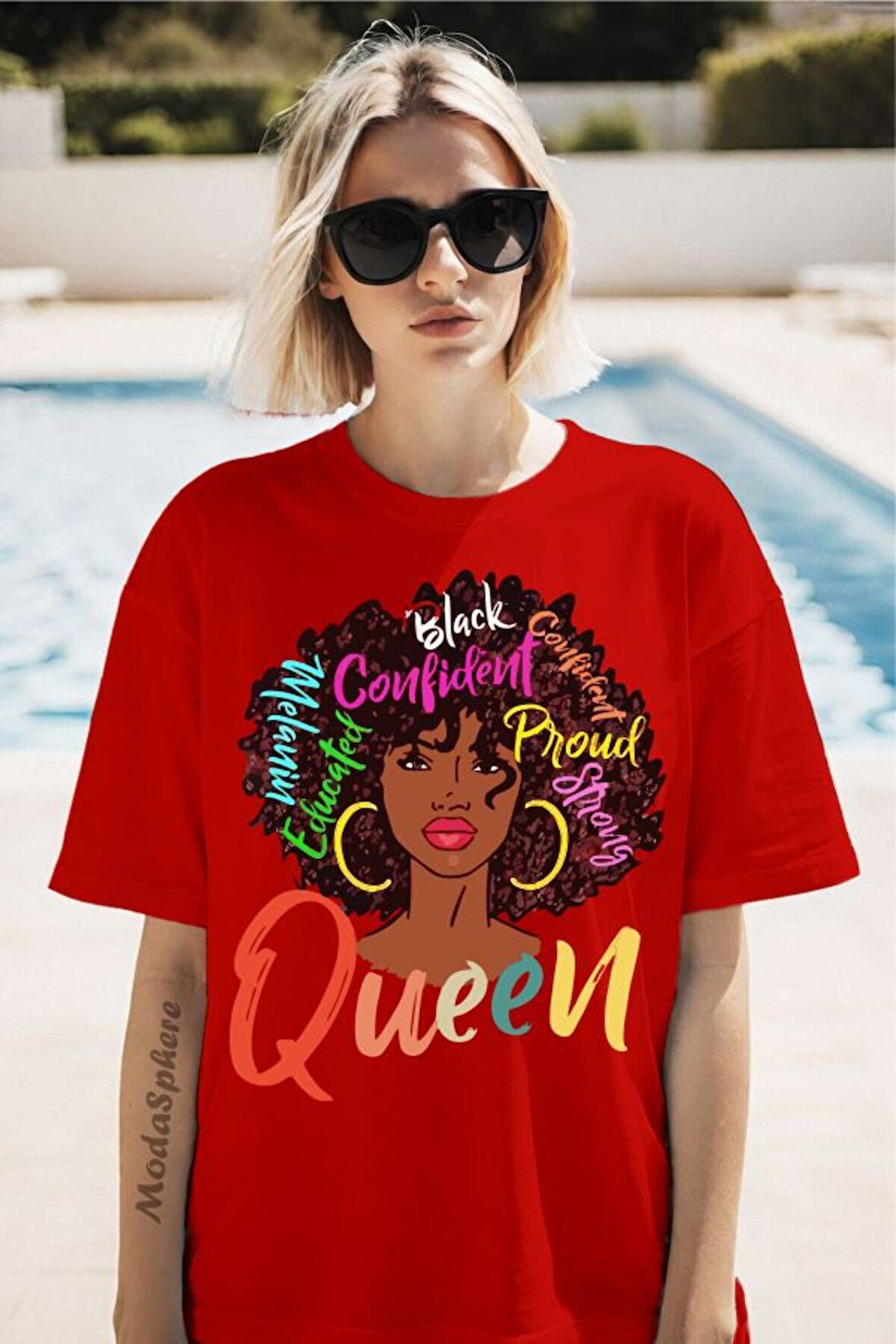 Queen Baskılı Unisex Oversize Tişört