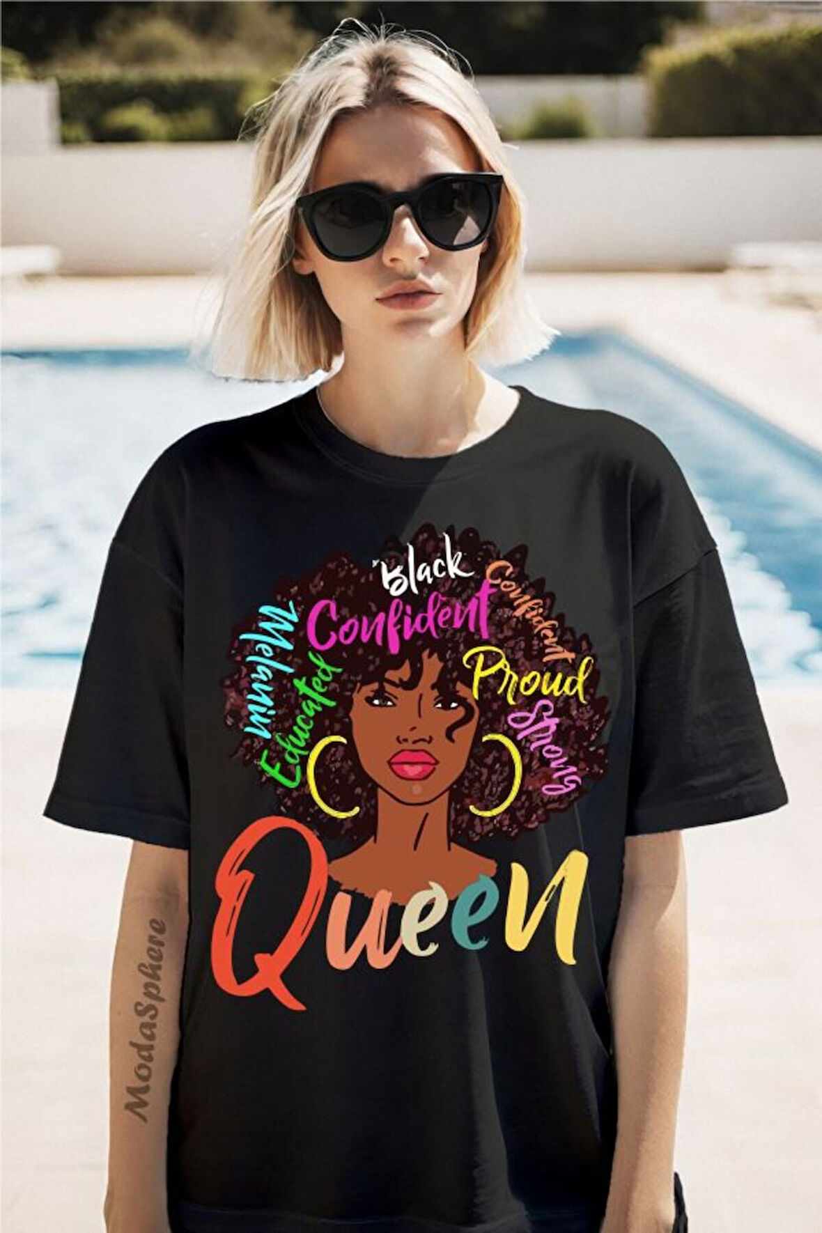 Queen Baskılı Unisex Oversize Tişört