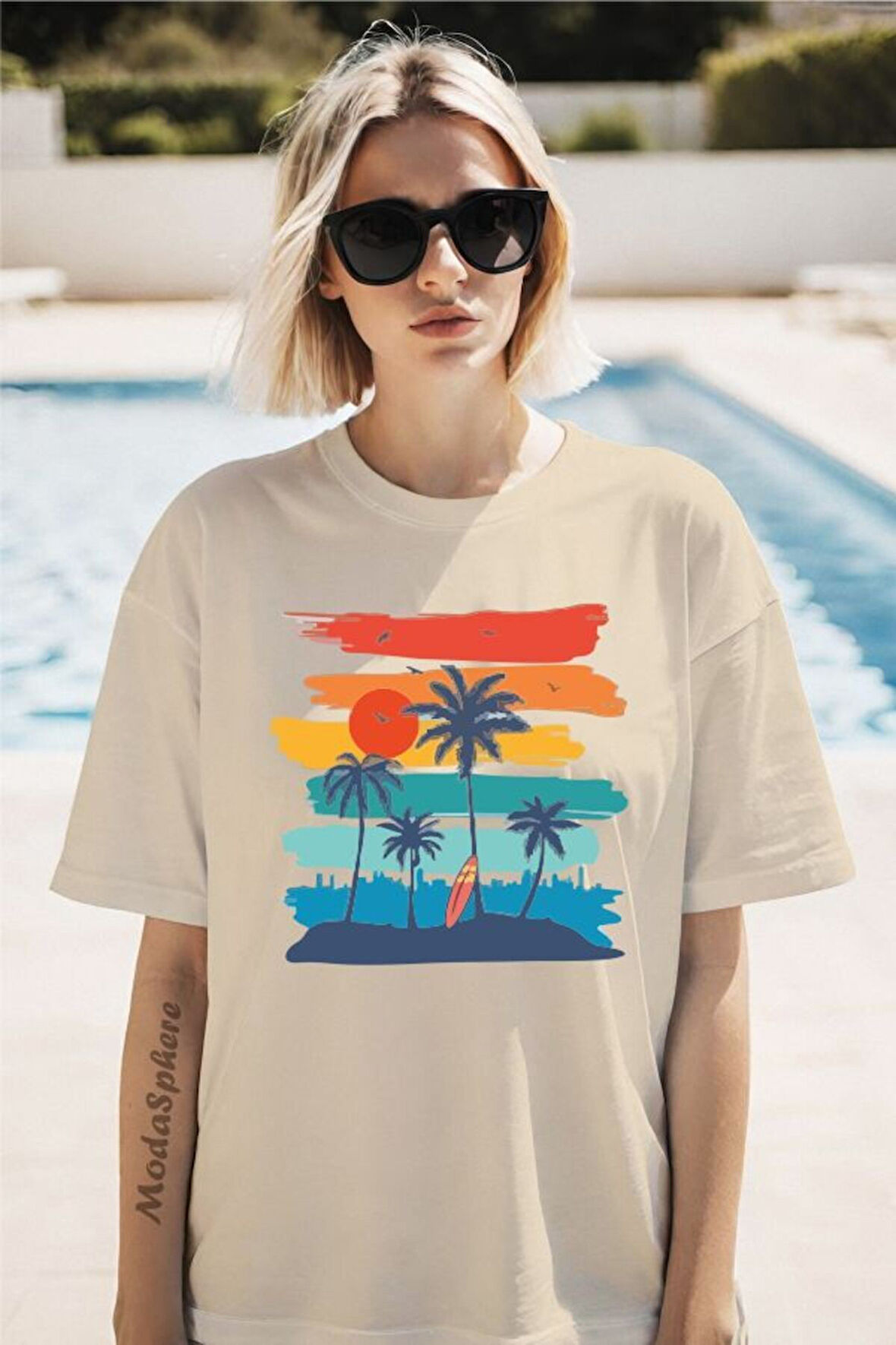 SUMMER Baskılı Unisex Oversize Tişört