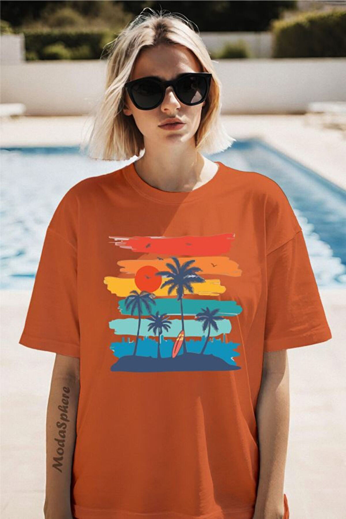 SUMMER Baskılı Unisex Oversize Tişört