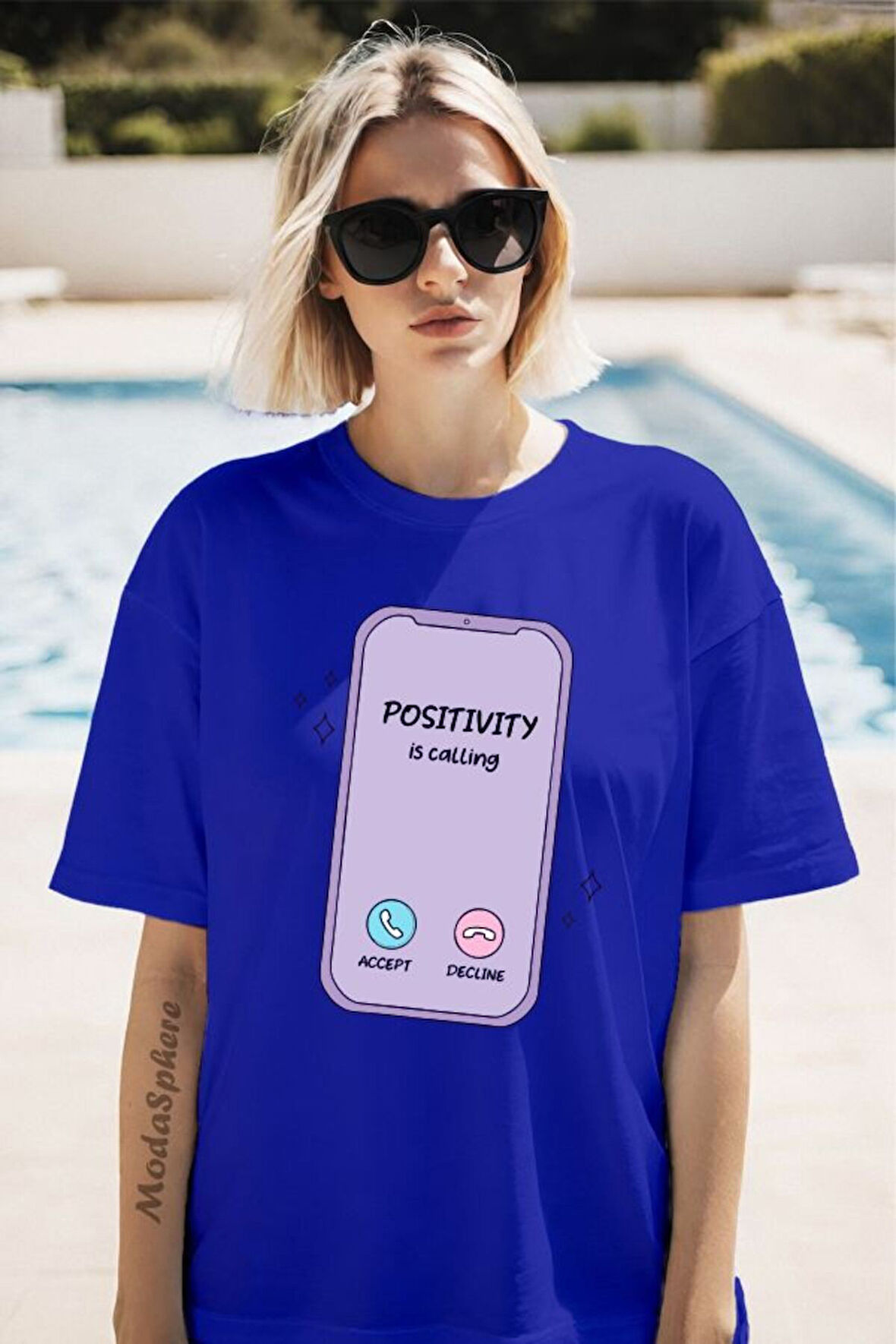 Phone Baskılı Unisex Oversize Tişört