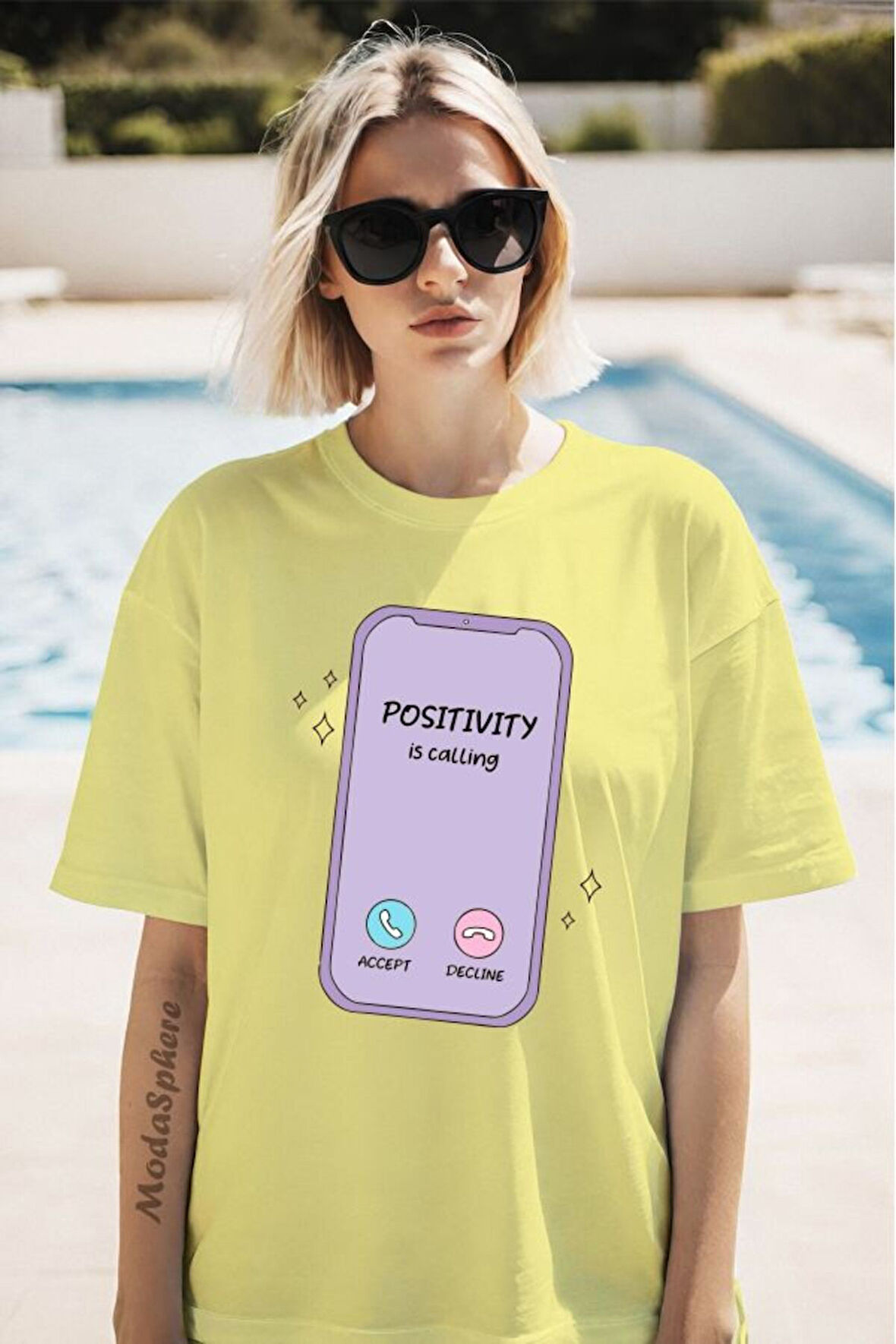 Phone Baskılı Unisex Oversize Tişört