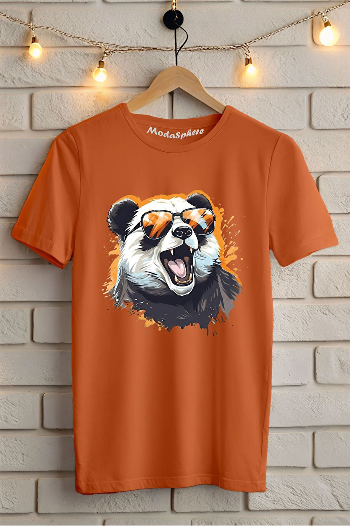 Panda Baskılı Unisex Oversize Tişört