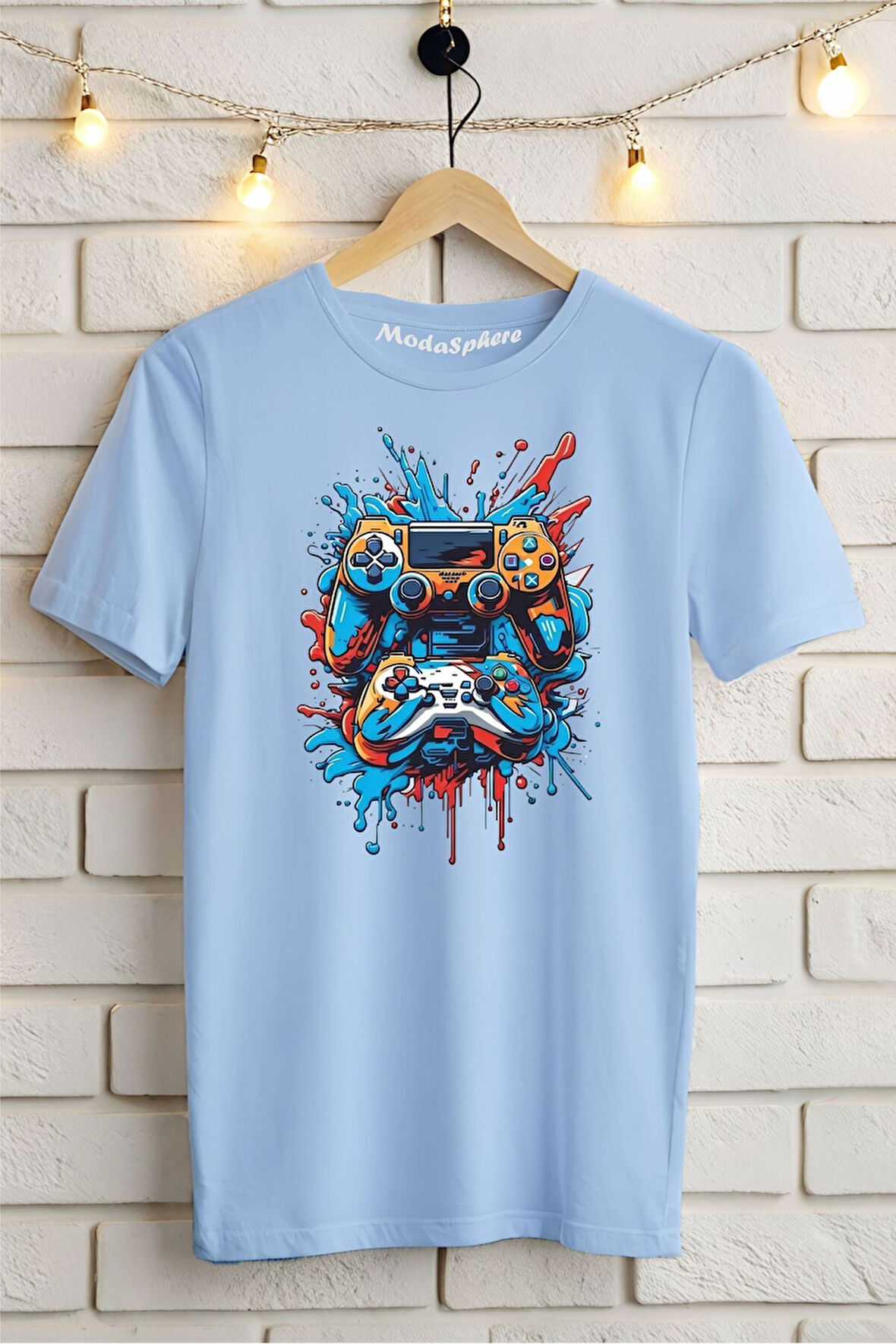 Gamepad Baskılı Unisex Oversize Tişört