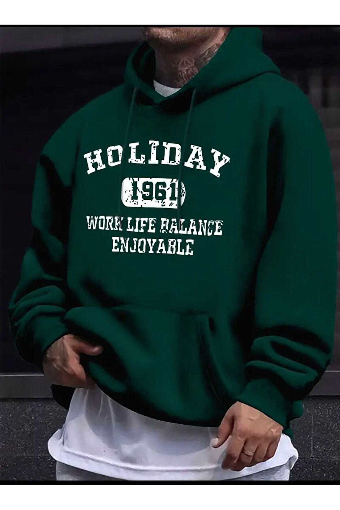 Holiday Baskılı Kapüşonlu Sweatshirt