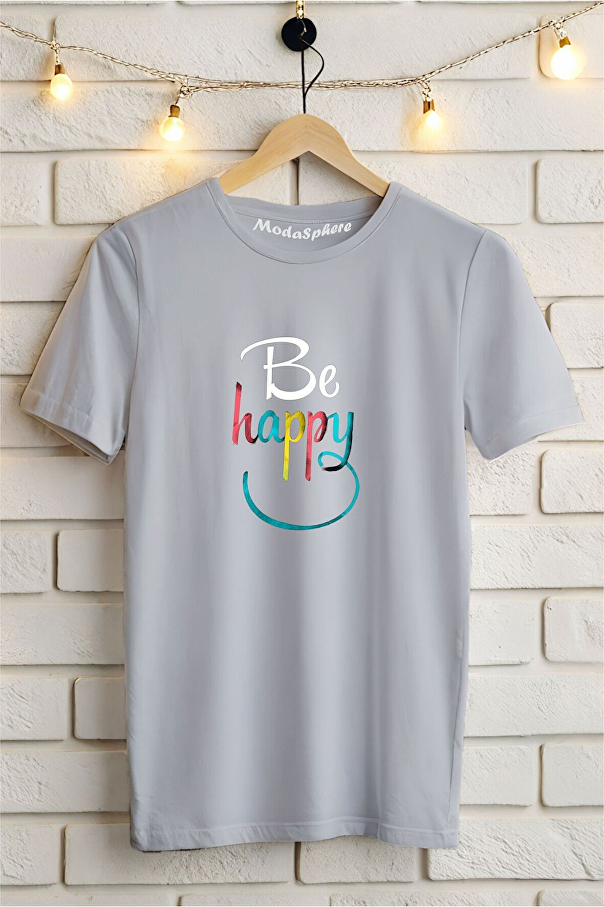 Be Happy Baskılı Unisex Oversize Tişört