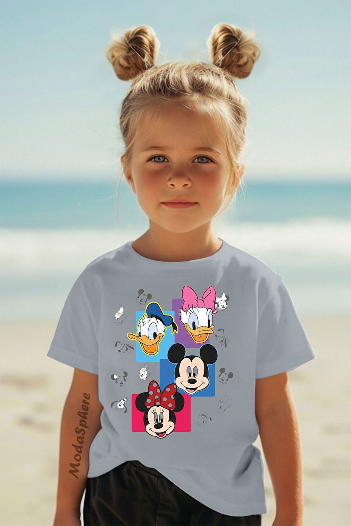 DISNEY & CARTOONS BASKILI BİSİKLET YAKA KISA KOLLU ÇOCUK TİŞÖRT