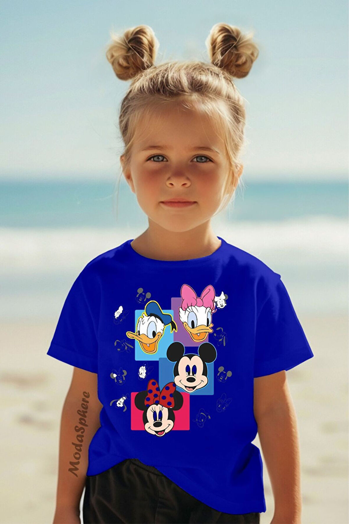 DISNEY & CARTOONS BASKILI BİSİKLET YAKA KISA KOLLU ÇOCUK TİŞÖRT