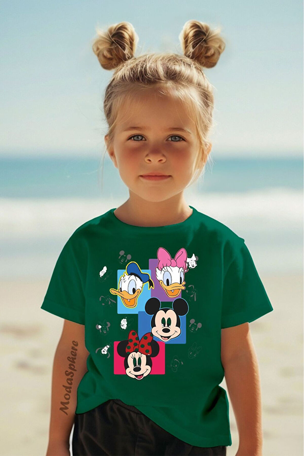 DISNEY & CARTOONS BASKILI BİSİKLET YAKA KISA KOLLU ÇOCUK TİŞÖRT