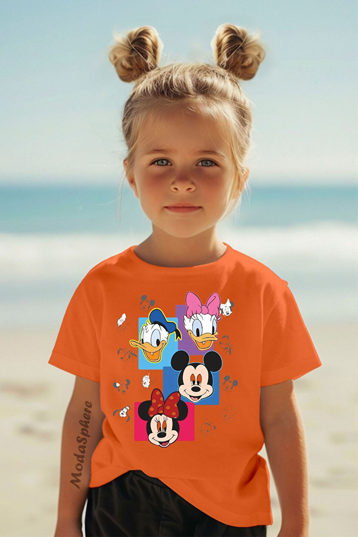 DISNEY & CARTOONS BASKILI BİSİKLET YAKA KISA KOLLU ÇOCUK TİŞÖRT