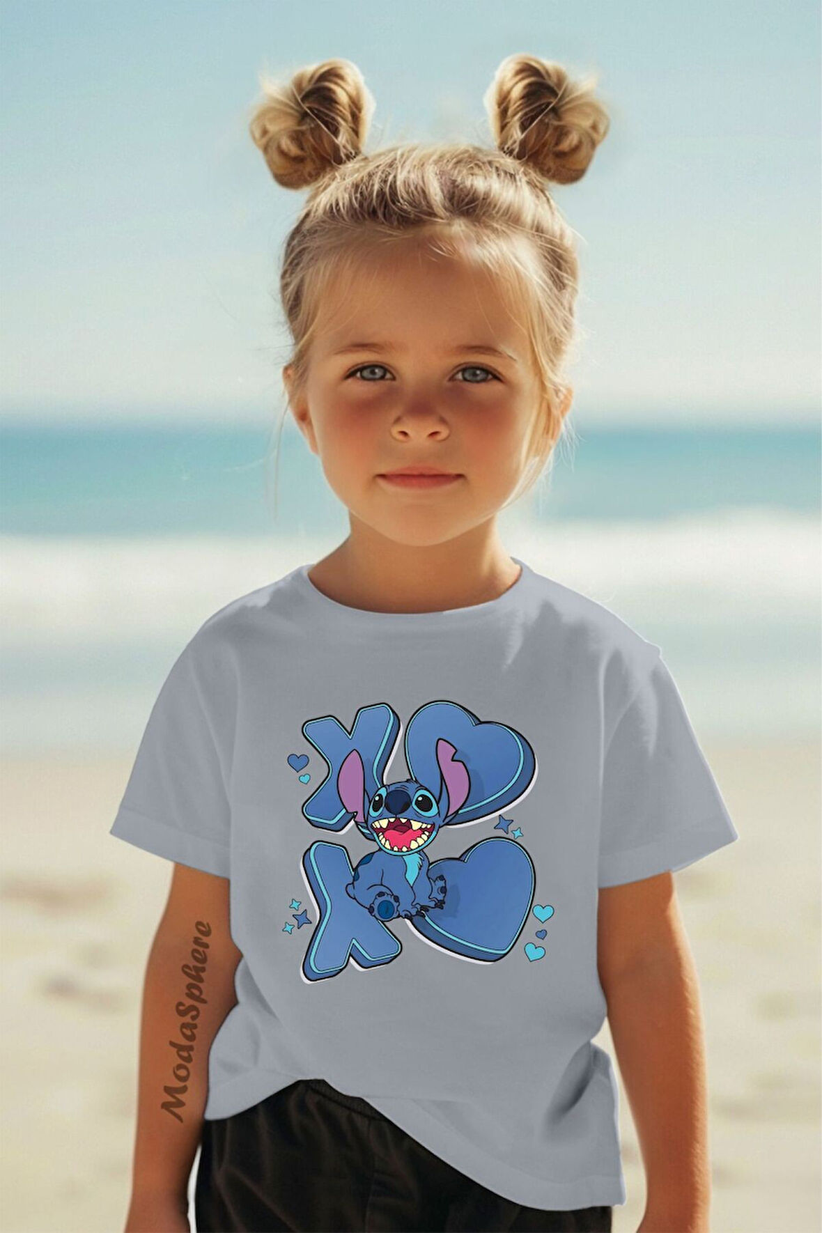 XY LILO BASKILI BİSİKLET YAKA KISA KOLLU ÇOCUK TİŞÖRT