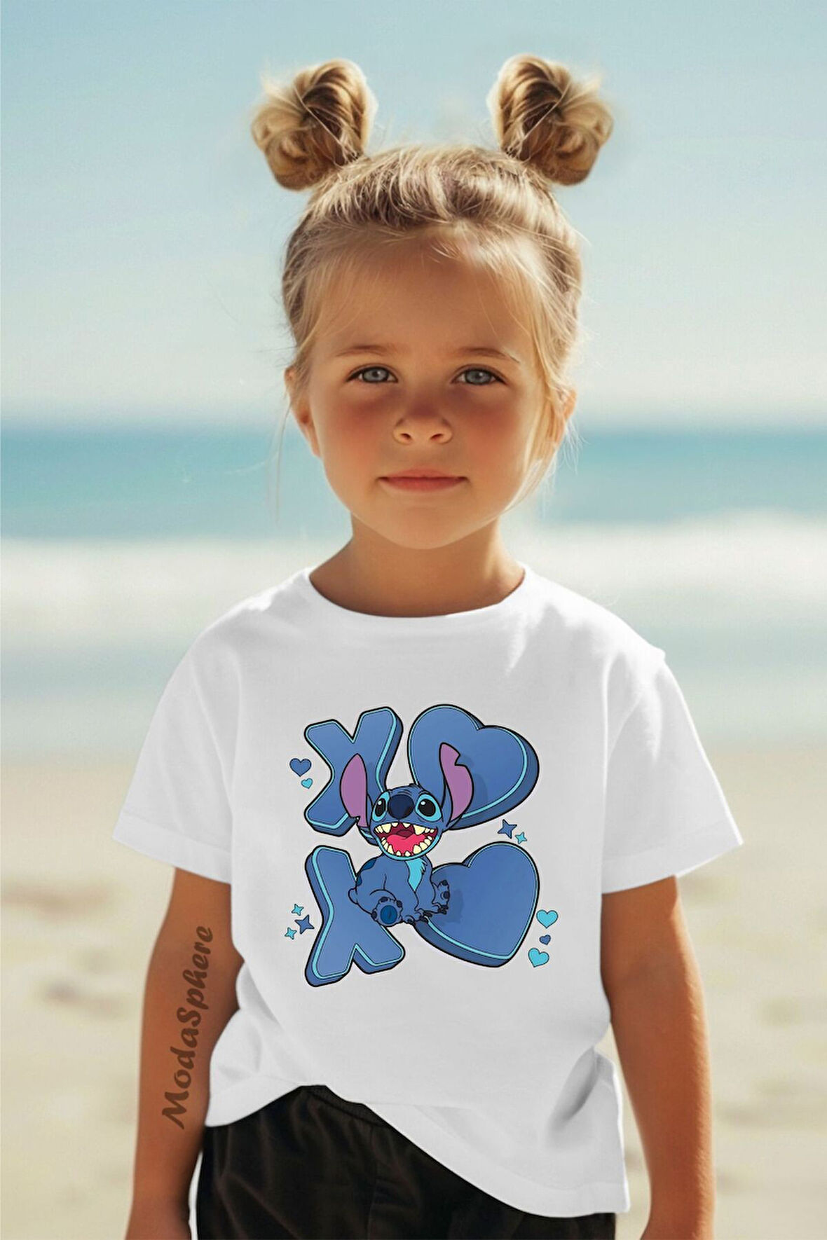XY LILO BASKILI BİSİKLET YAKA KISA KOLLU ÇOCUK TİŞÖRT