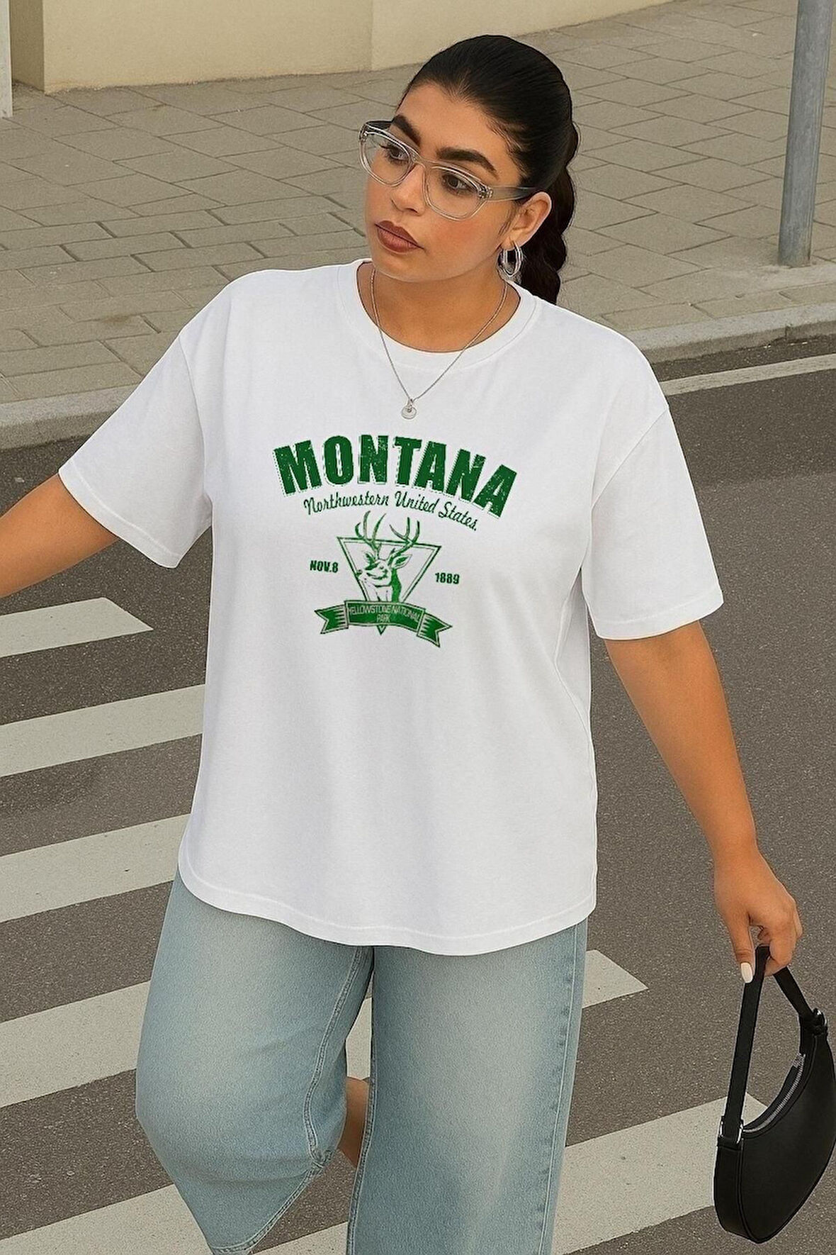 Büyük Beden Montana Baskılı Unisex Oversize Tişört