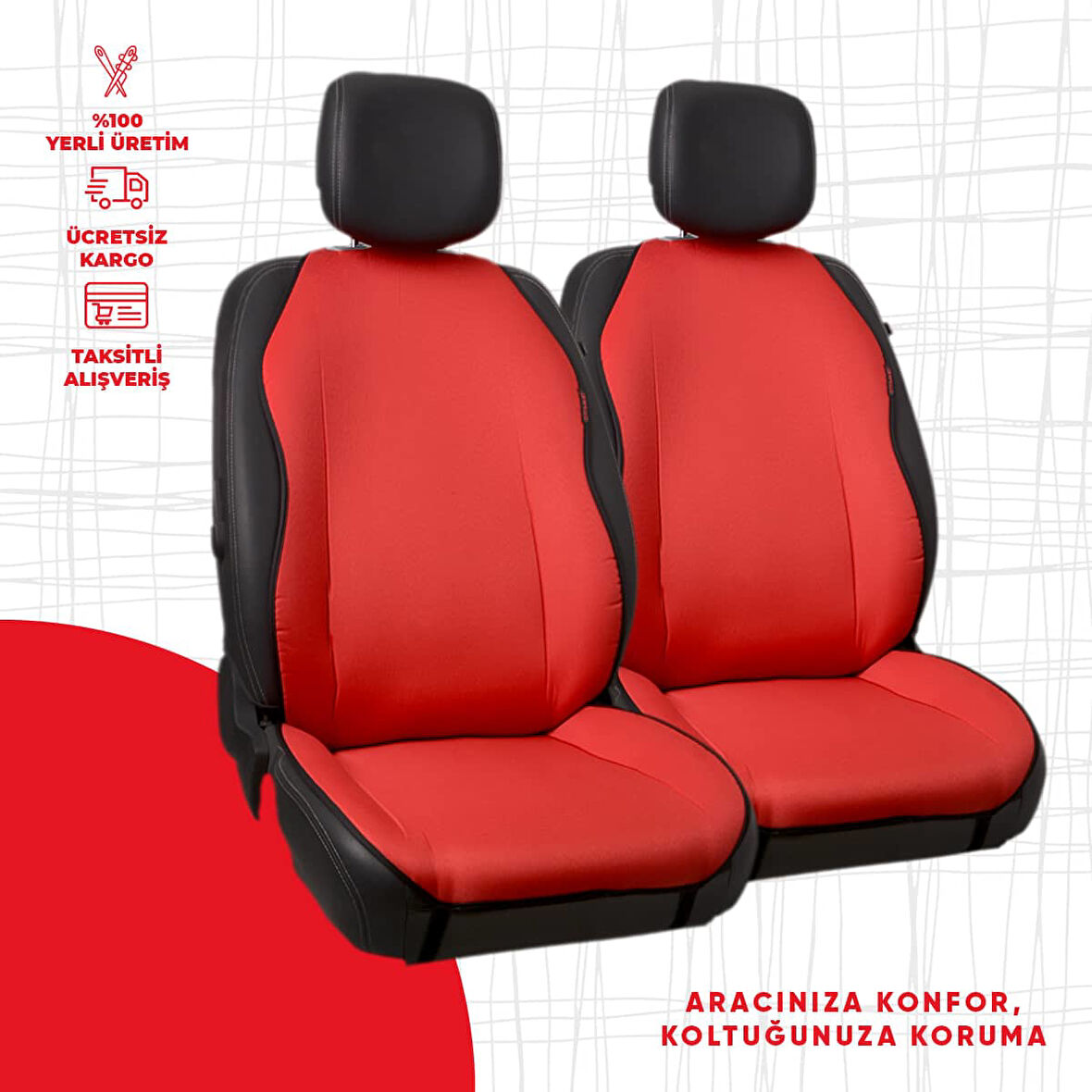 Düz Kırmızı Jakar Dokuma