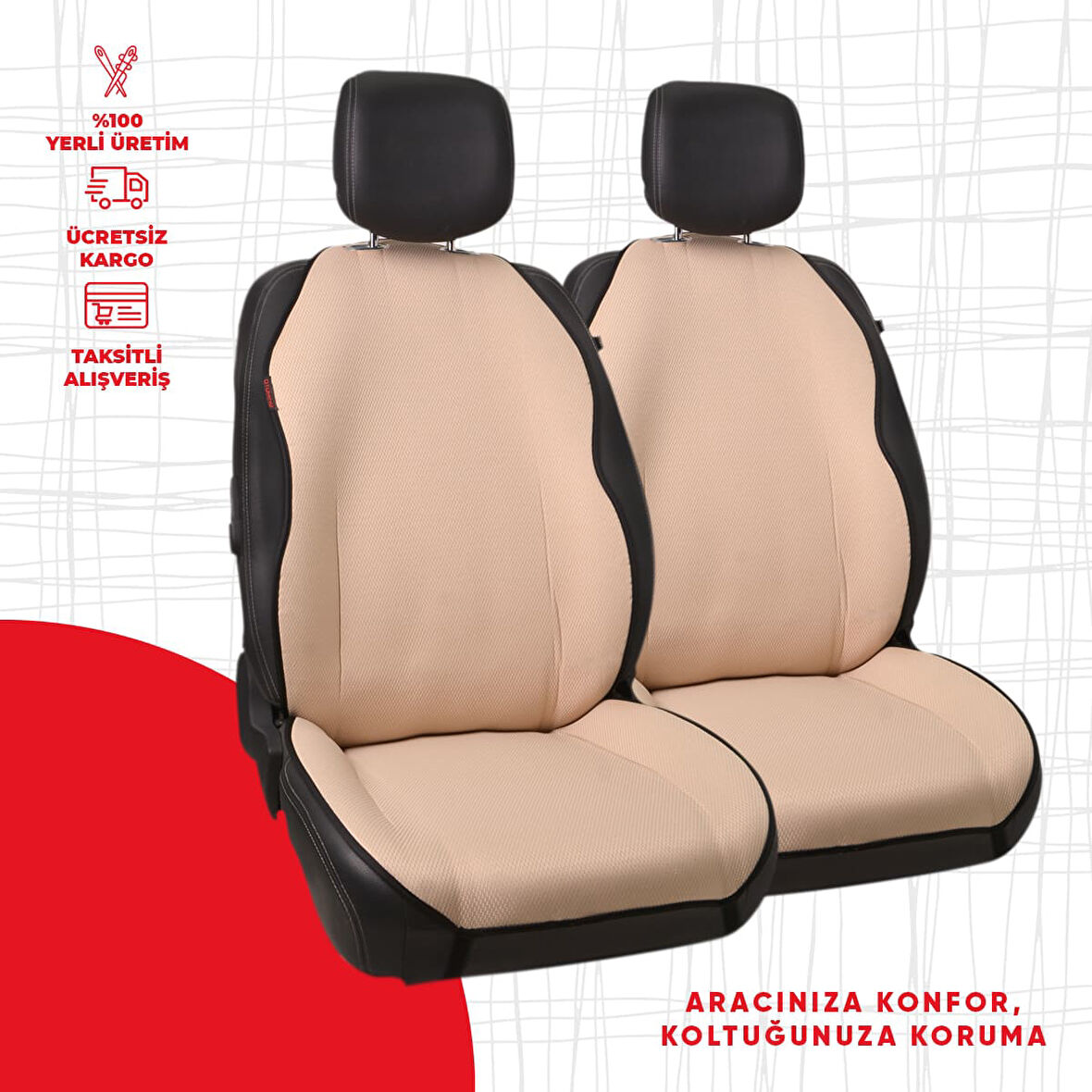 Bej Noktalı Jakar Dokuma