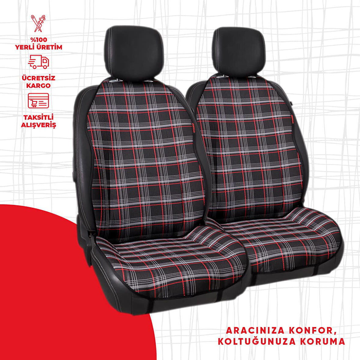 Kırmızı Gti Desen Jakar Dokuma