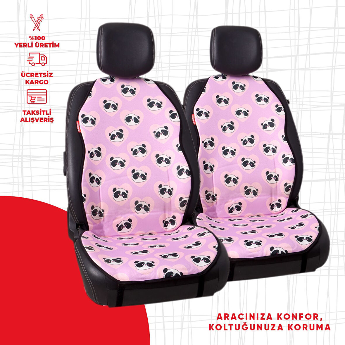 Dijital Baskılı Lila Panda Desen