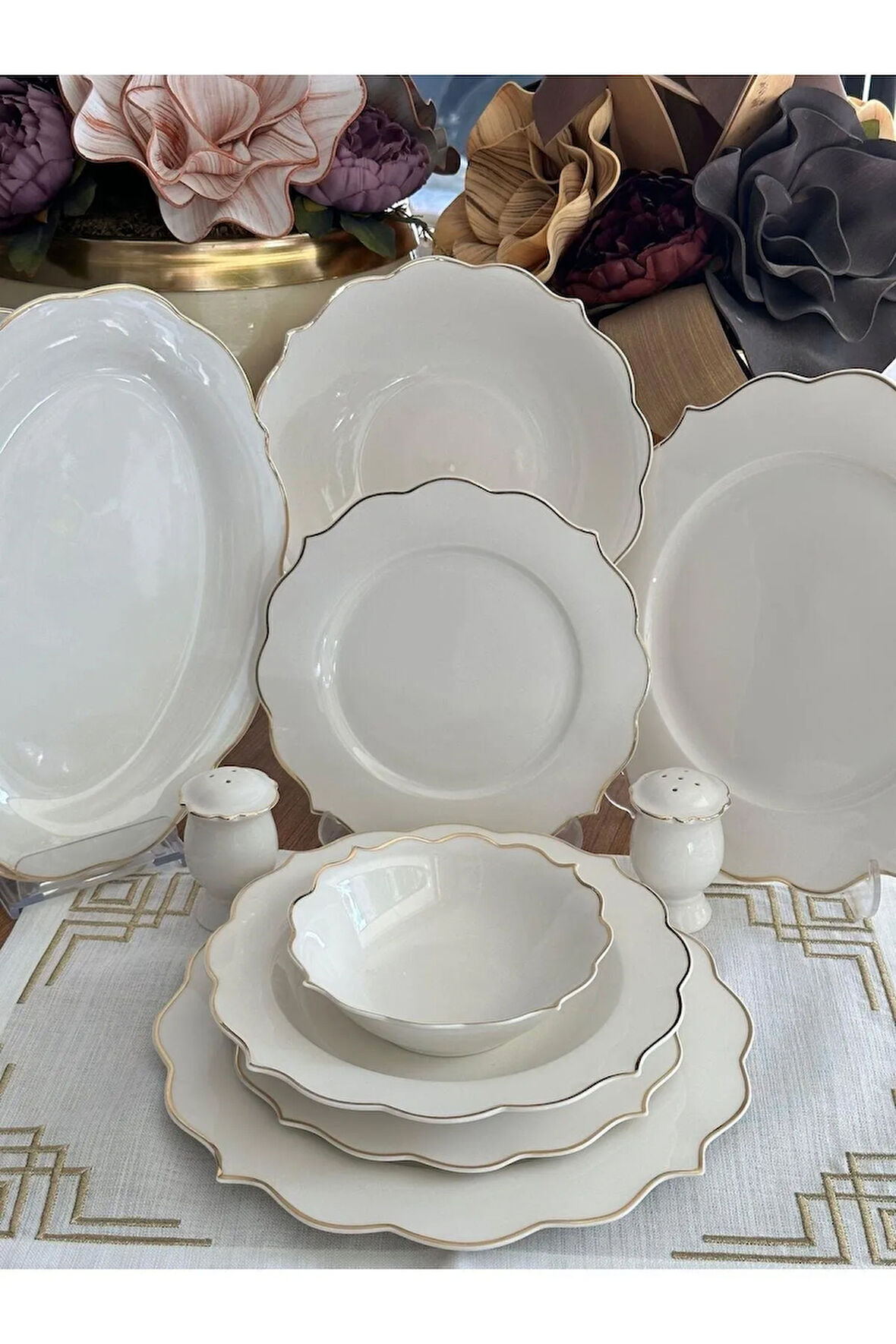 MD Mimoza Dekor Yemek Takımı 56 Parça 12 Kişilik Perla