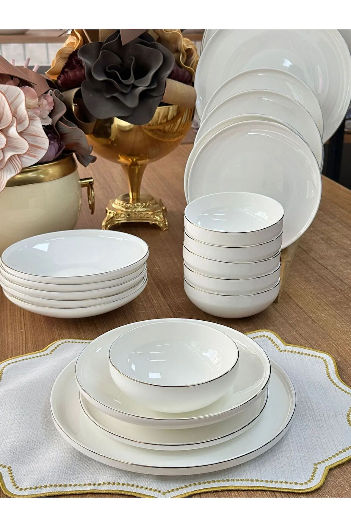 MD Mimoza Dekor Yemek Takımı 24 Parça 6 Kişilik Bella Gold