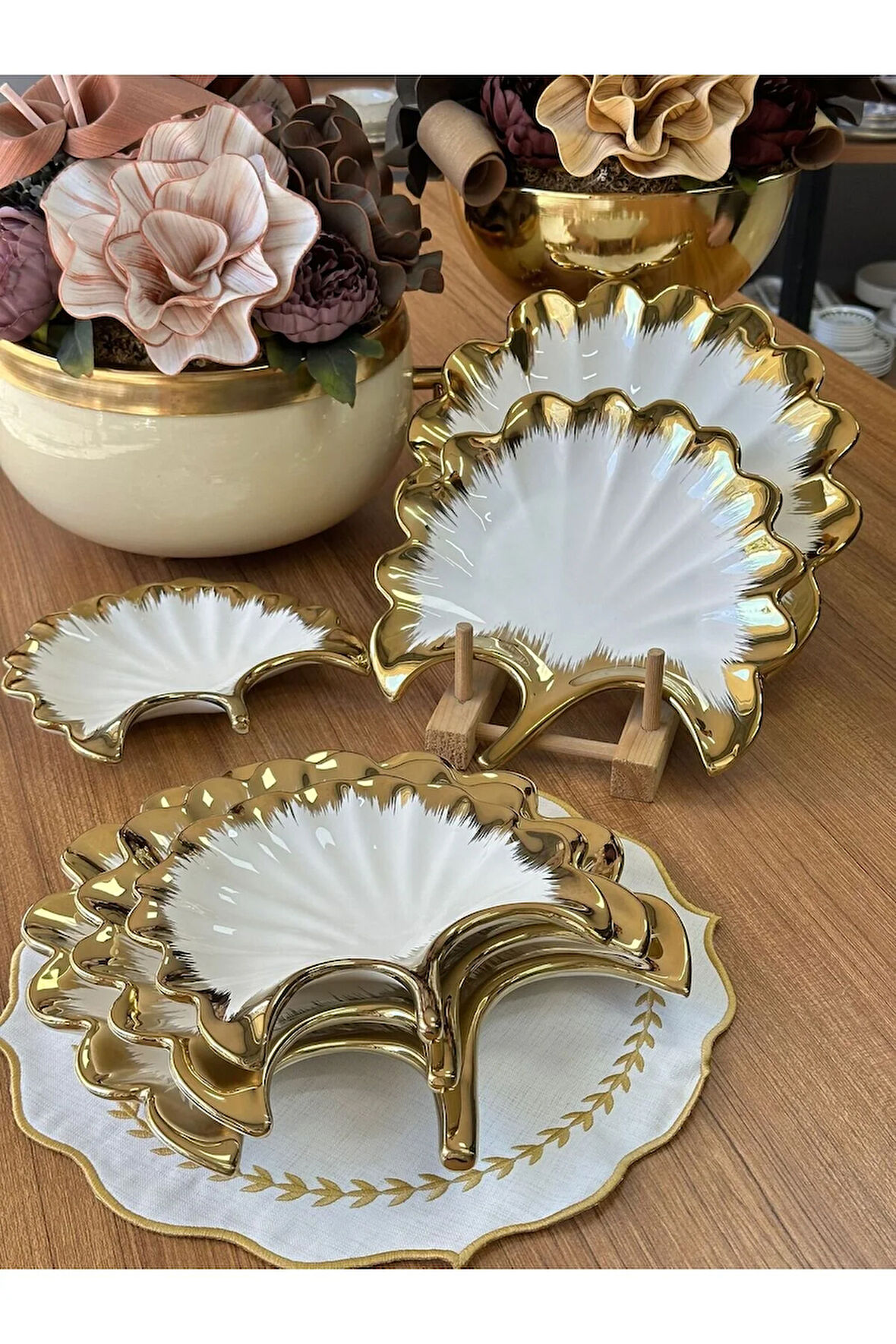 3 Parça Line Yaprak Sunum Tabak