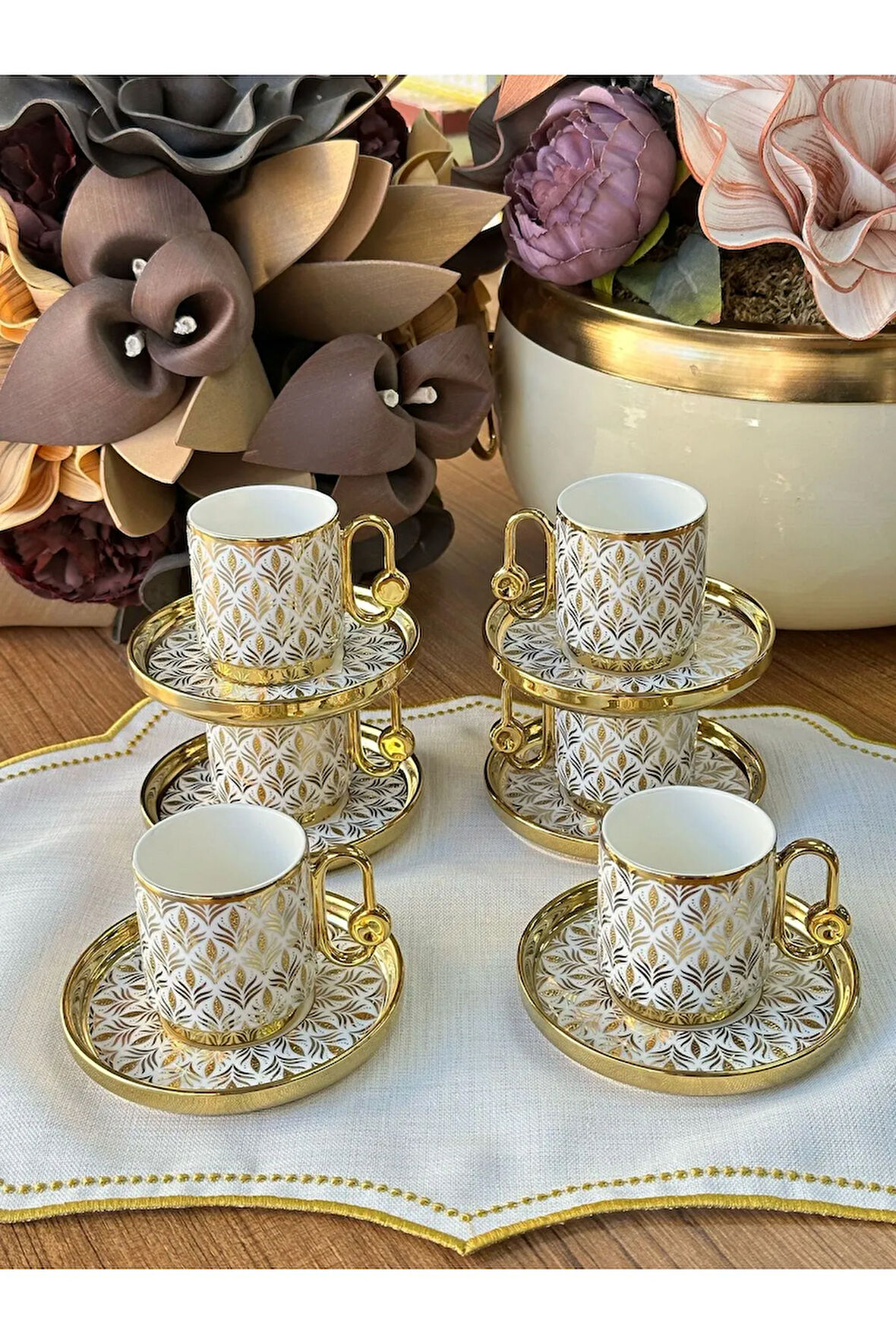 MD Mimoza Dekor Türk Kahve Fincanı Nomi 6 Kişilik 12 Parça
