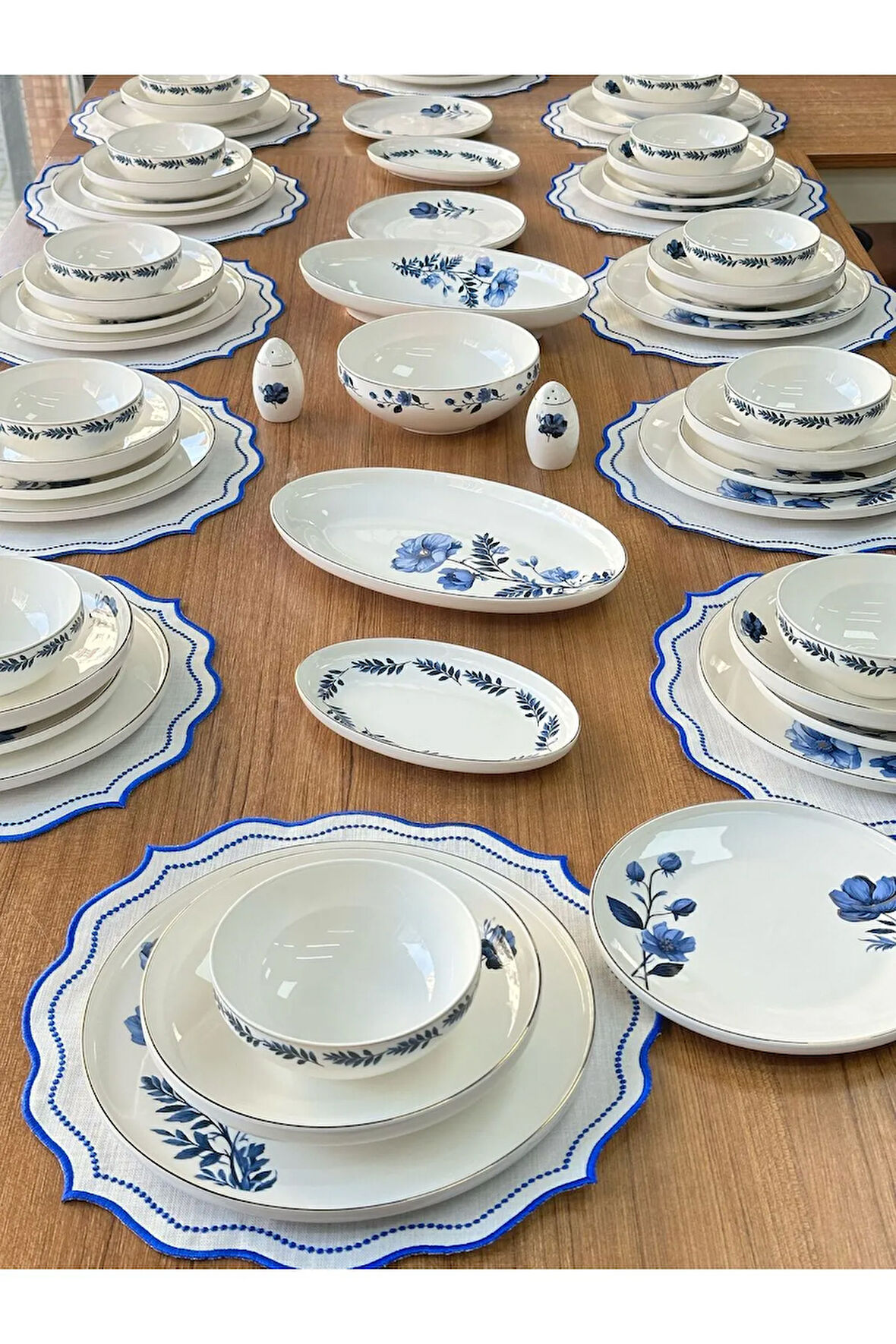 MD Mimoza Dekor Yemek Takımı 55 Parça 12 Kişilik Blue Violet