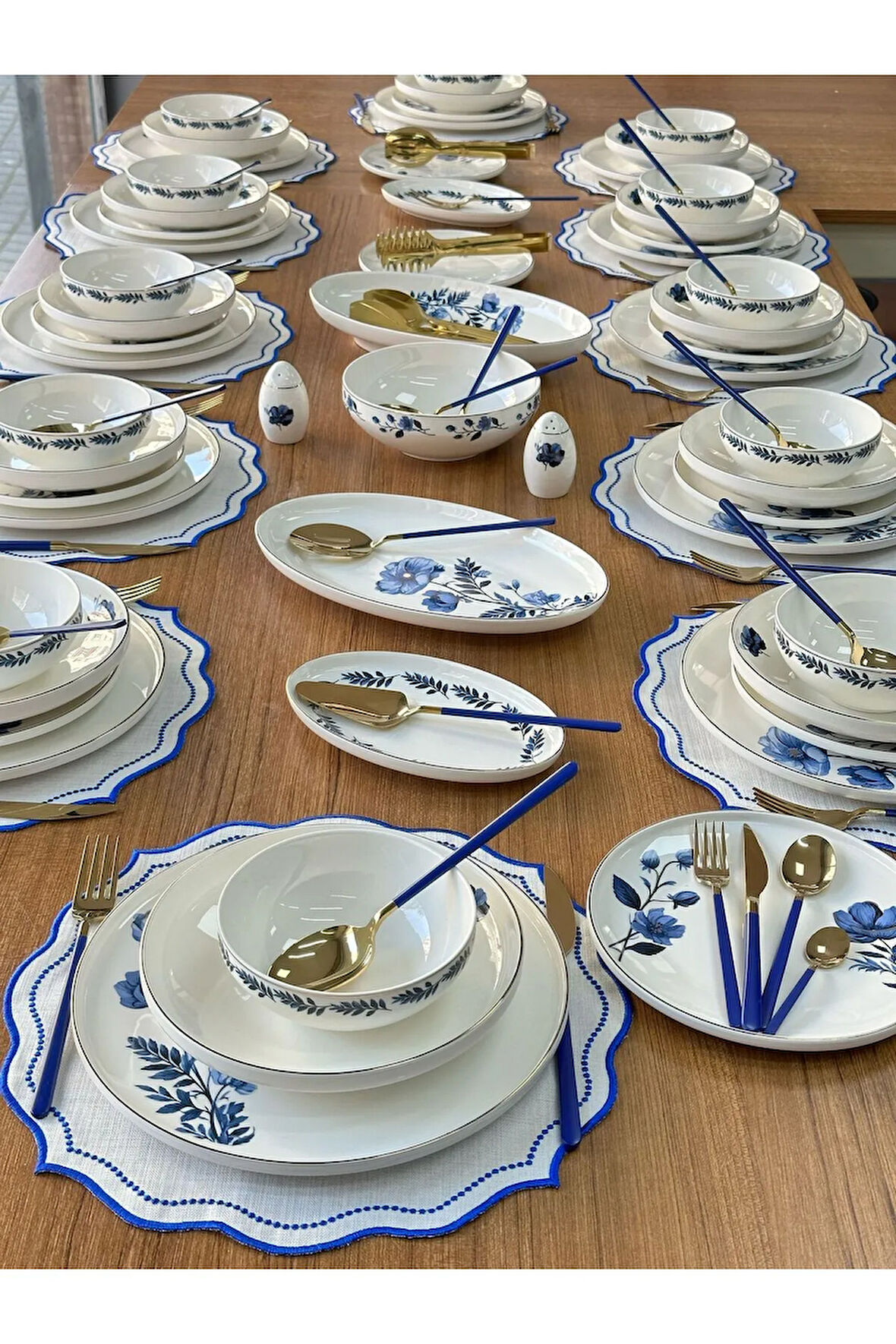 MD Mimoza Dekor Yemek Takımı 159 Parça 12 Kişilik Blue Violet