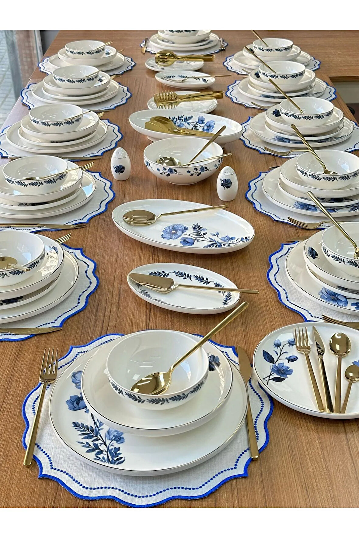 MD Mimoza Dekor Yemek Takımı 158 Parça 12 Kişilik Blue Violet Gold