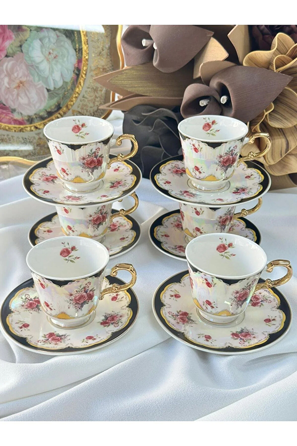 Türk Kahve Fincanı Furia Siyah 6 Kişilik 12 Parça