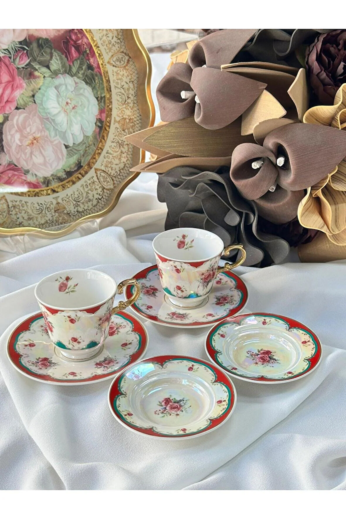 Furia Kırmızı 2 Kişilik 6 Parça Türk Kahve Fincanı&Lokumluk