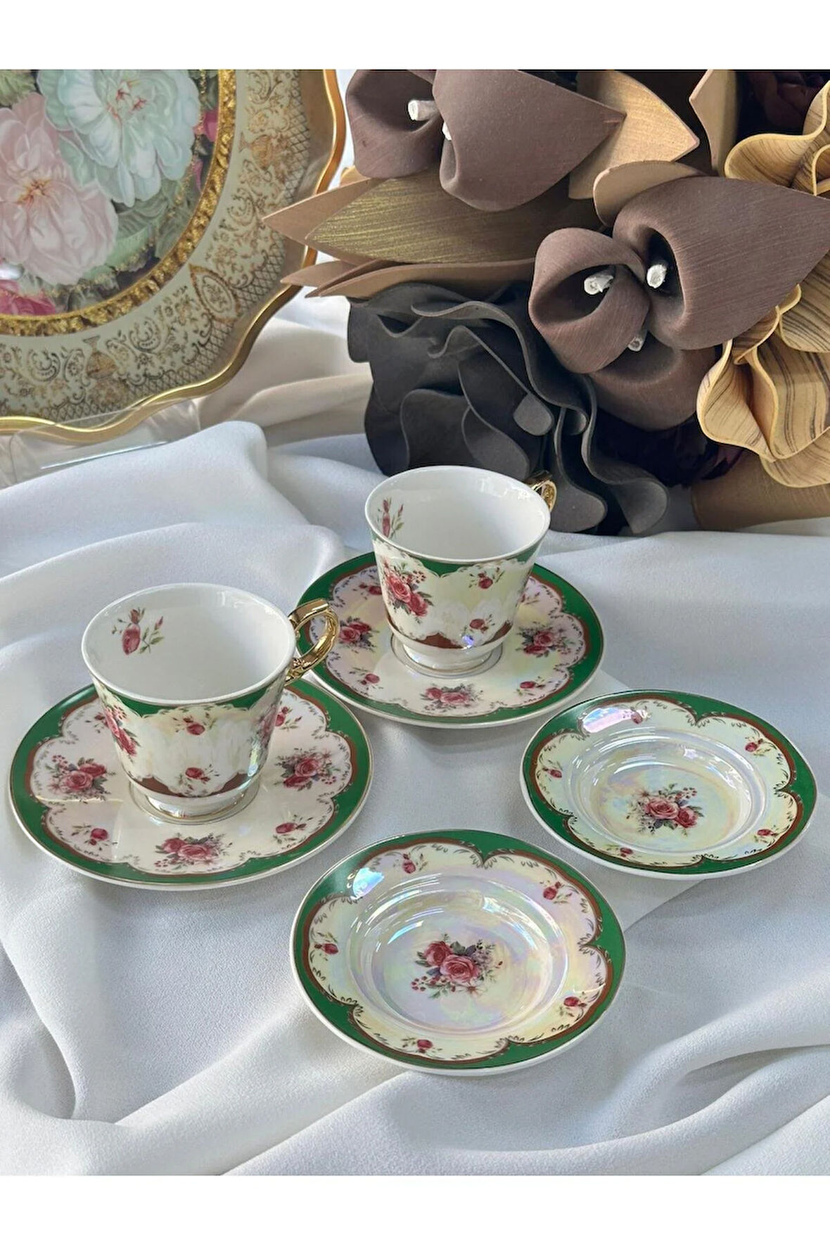 Furia Yeşil 2 Kişilik 6 Parça Türk Kahve Fincanı&Lokumluk