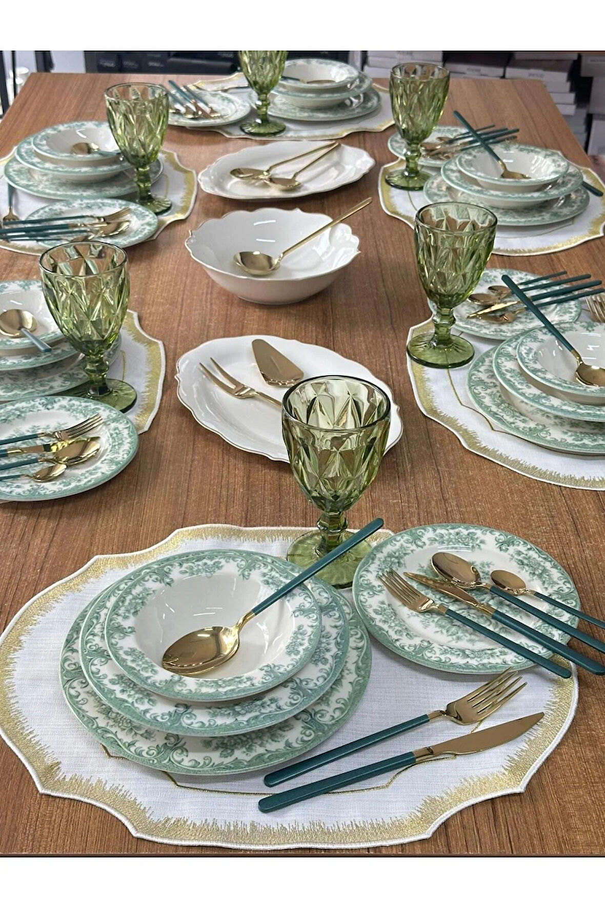 Kosova Yemek Takımı 86 Parça 6 Kişilik Green Rosabella