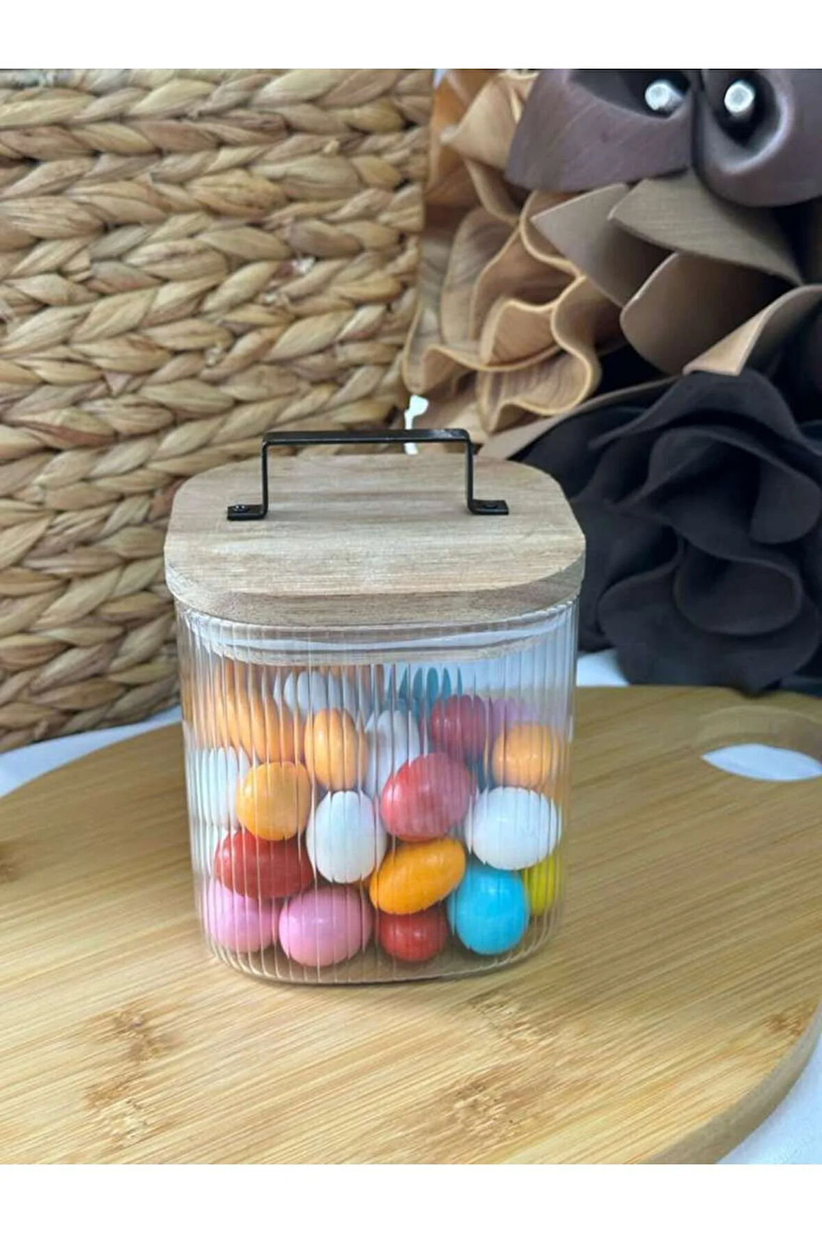 Akasya Kapaklı Cam Saklama Kavanozu 1000 ML - TEKLİ