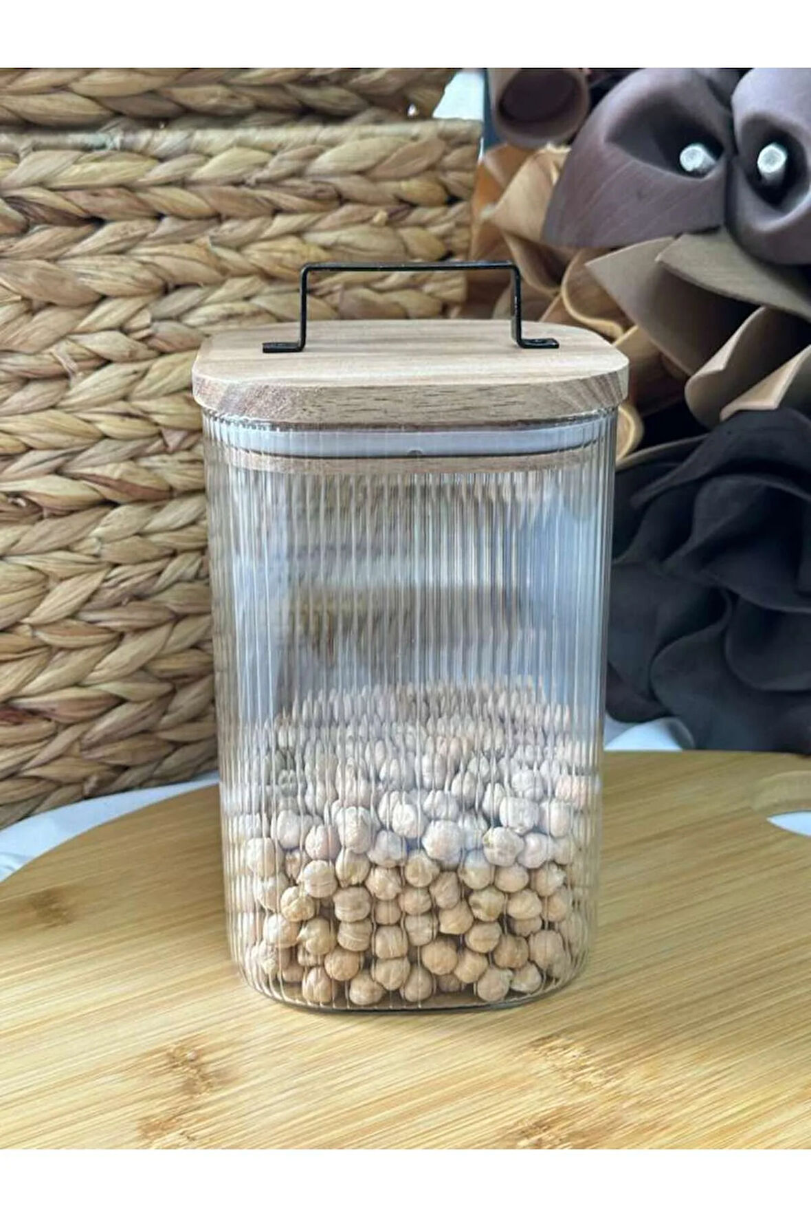 Akasya Kapaklı Cam Saklama Kavanozu 1500 ML - TEKLİ