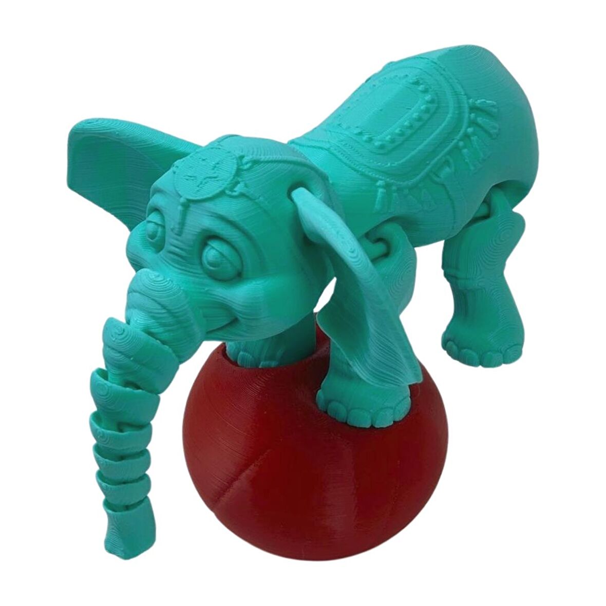 3D Hareketli Oyuncak Sirk Fili Denge Topu Dahil - Turkuaz