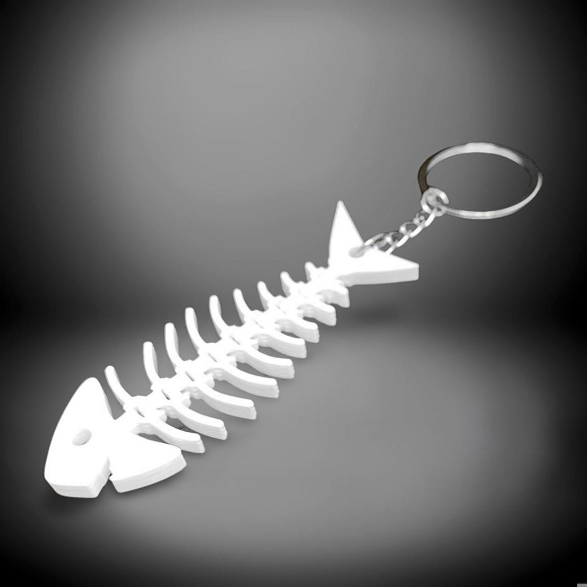 3D Haraketli Balık Anahtarlık - Beyaz