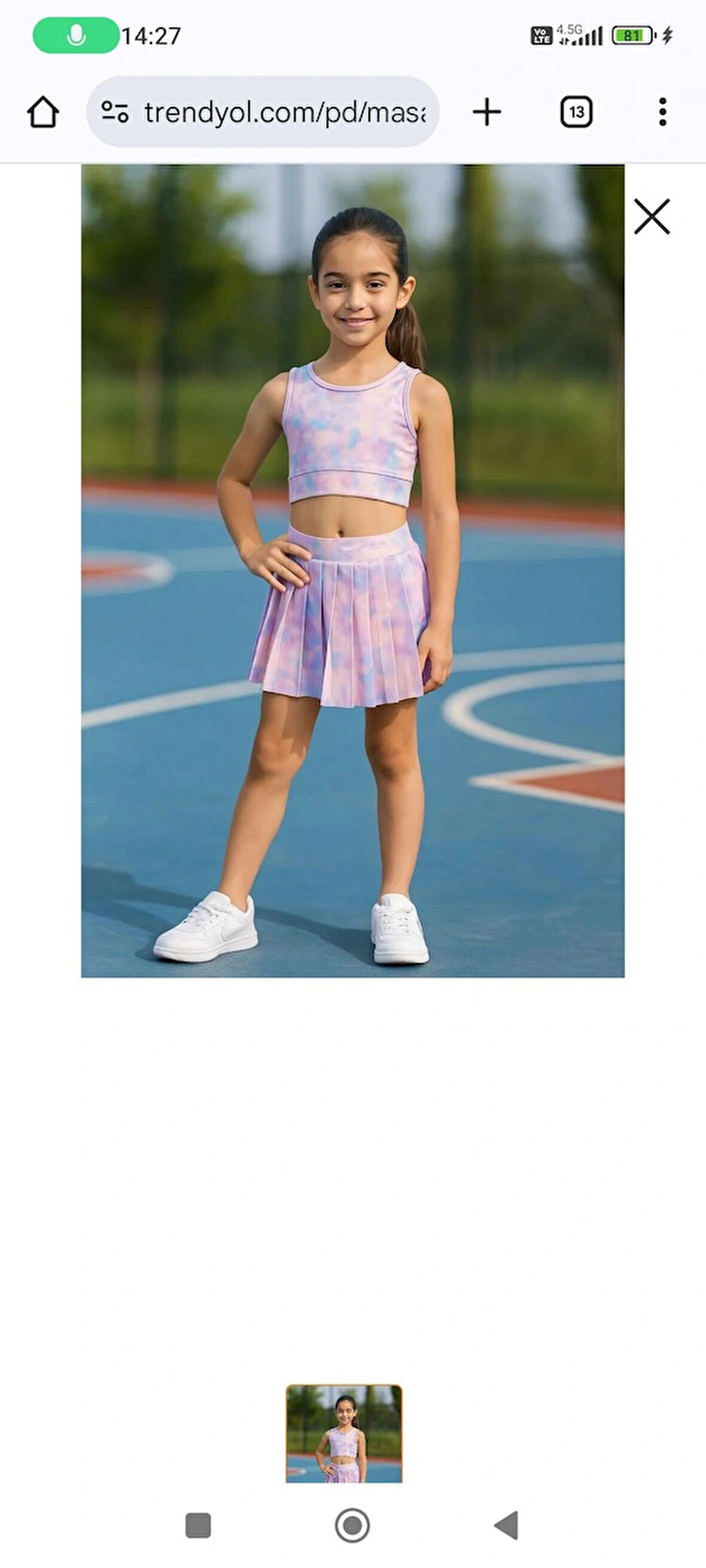 Ebruli desen crop model taytlı etekli spor takım 