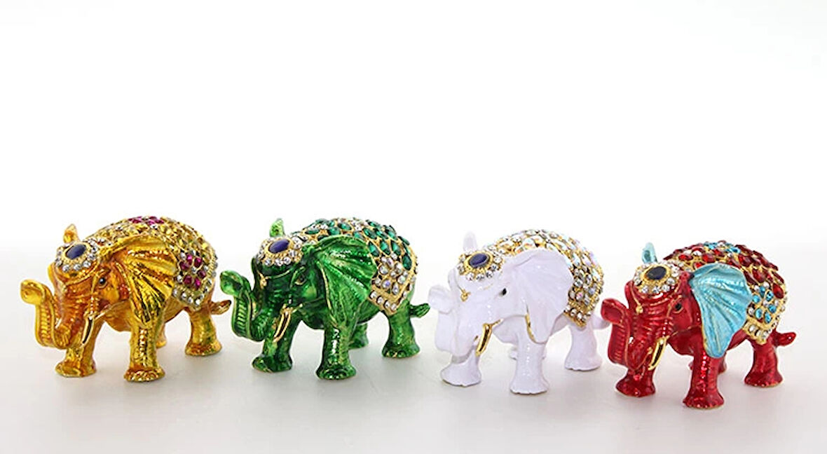 MDB Swarovski Taşlı Tekli Fil Figürü Model 7