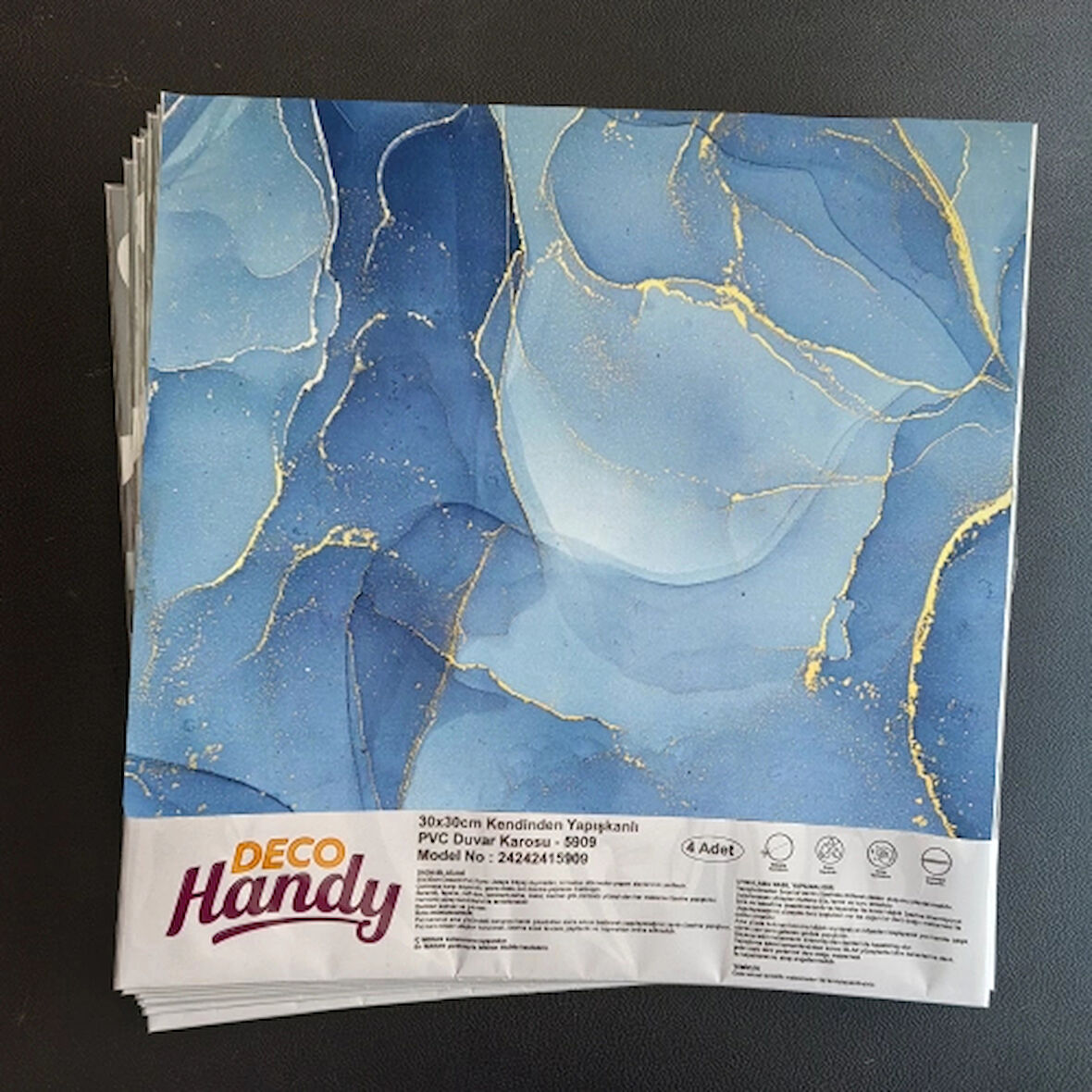 MDB Decohandy 30x30 Cm Pvc Duvar Karosu 4'Lü Paket - Okyanus Mermer