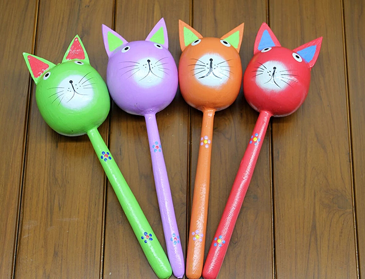 MDB Ahşap Kedi Marakas Tekli