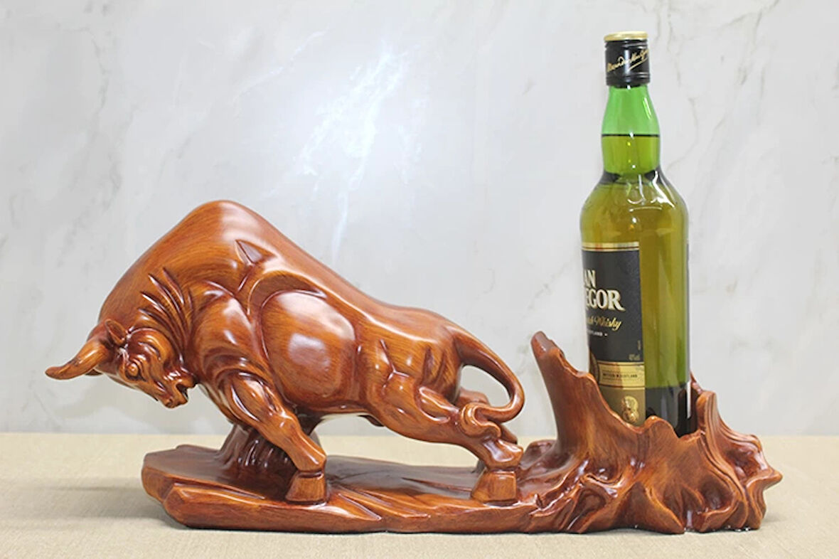 MDB Polyester Boğa Figürü Şaraplık