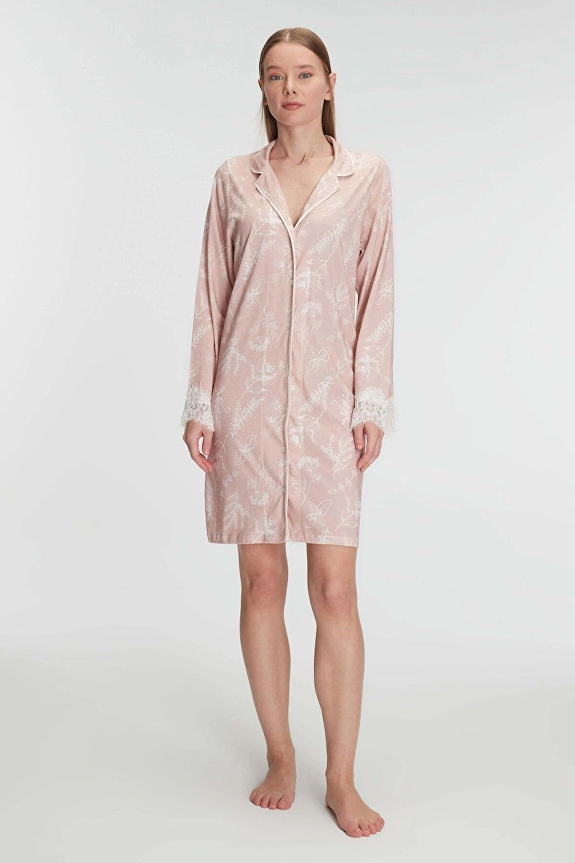 MDB MdbShop Cotton Modal Uzun Kol Gecelik