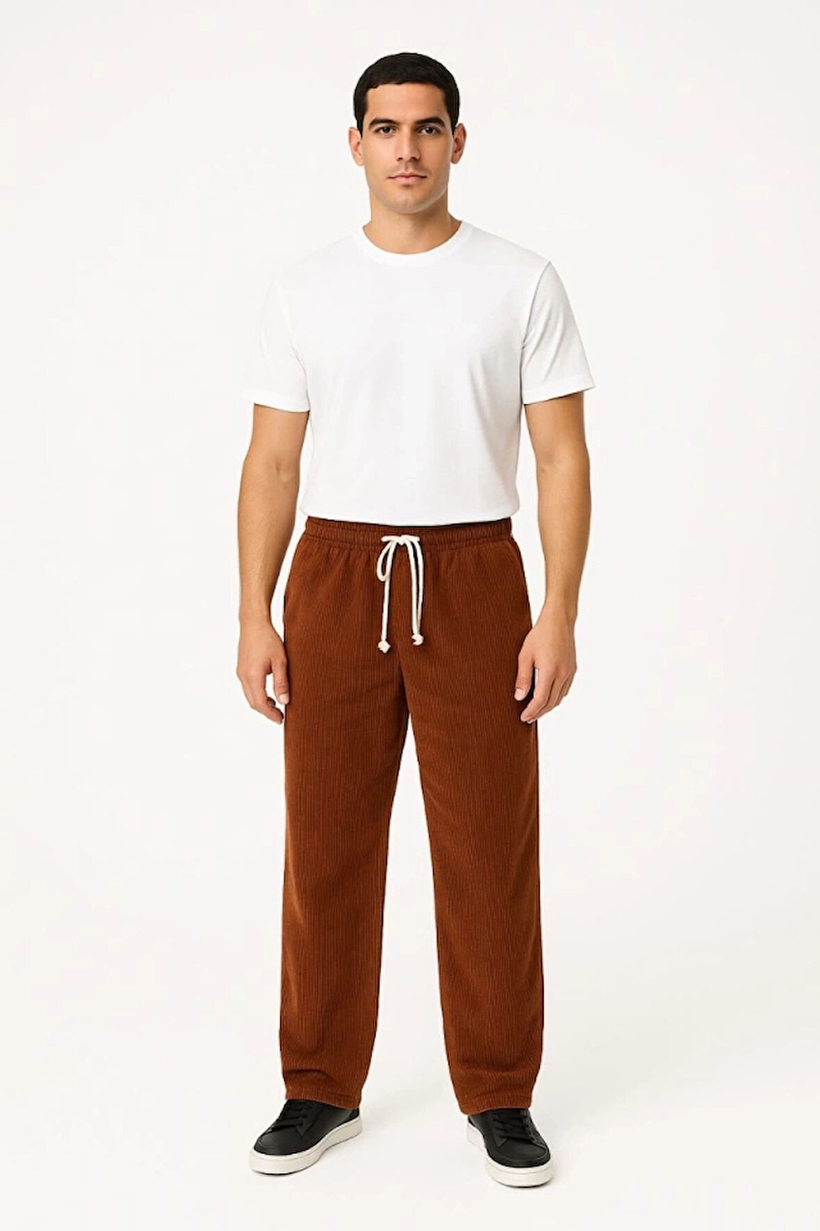MDB Erkek Fitilli Kadife Cepli Buggy Pantolon Oversize Rahat Kalıp  Kahverengi