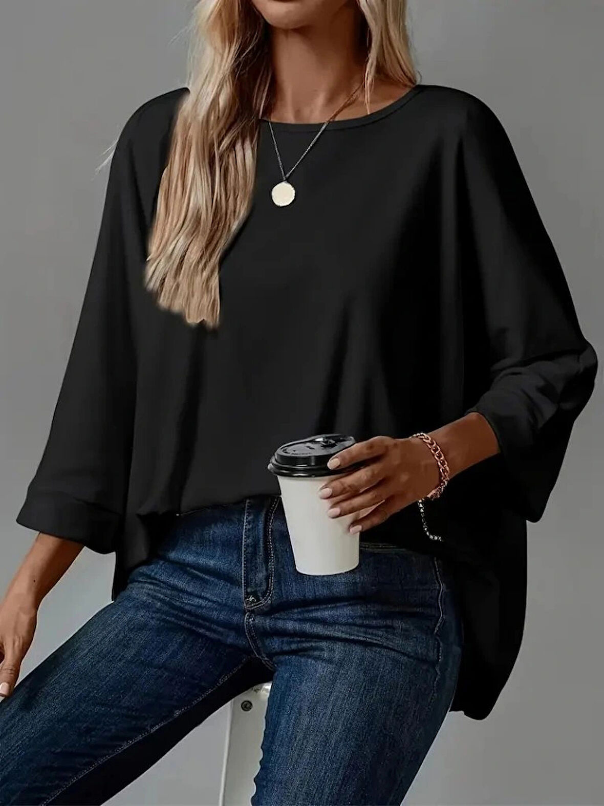 MDB Kadın Truvakar Kollu Bisiklet Yaka Viskon Bluz