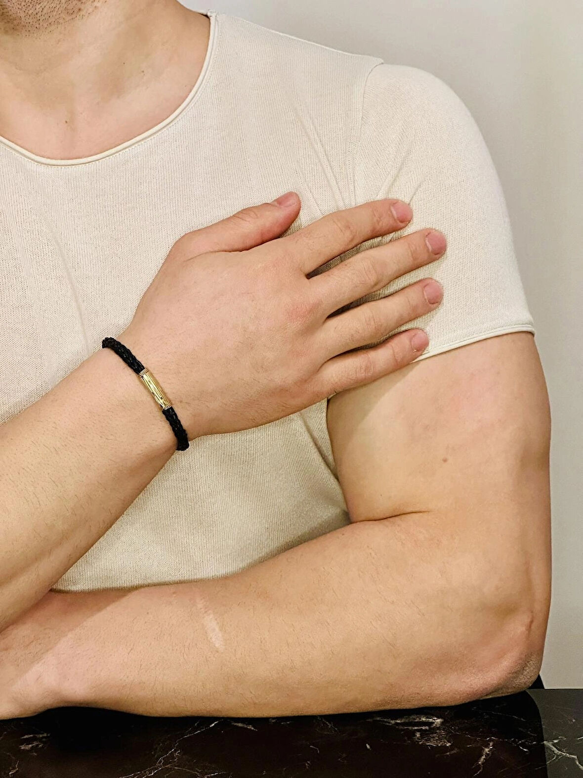 Erkek Bileklik Gümüş Ağaç Kabuğu Desen Bileklik, Altın Kaplama Anlamlı Hediye